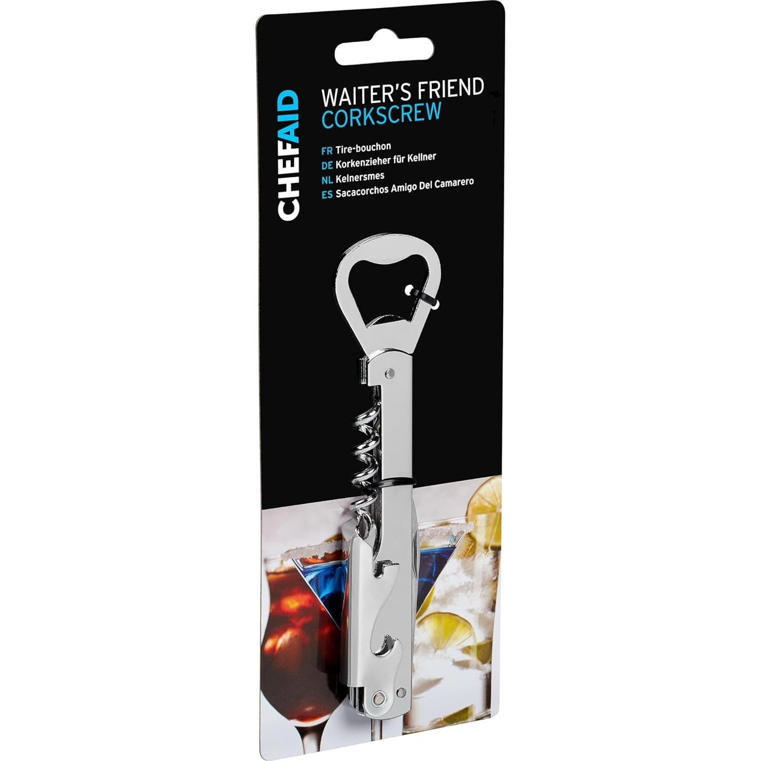 Sacacorchos de Camarero Chef Aid Multiusos Acero 9x20 cm