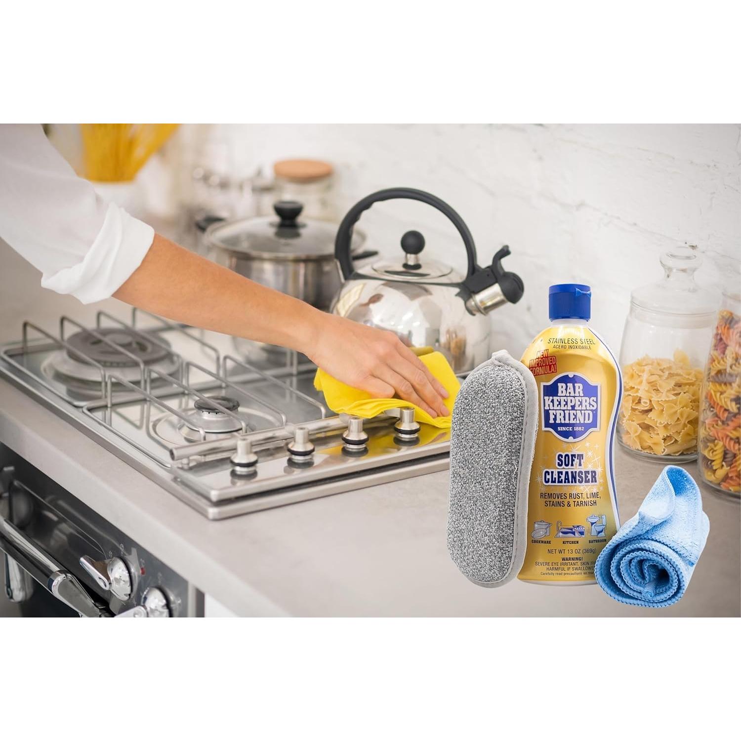 Limpiador Suave Bar's Friend 13oz + Paño Microfibra - Acero Inoxidable