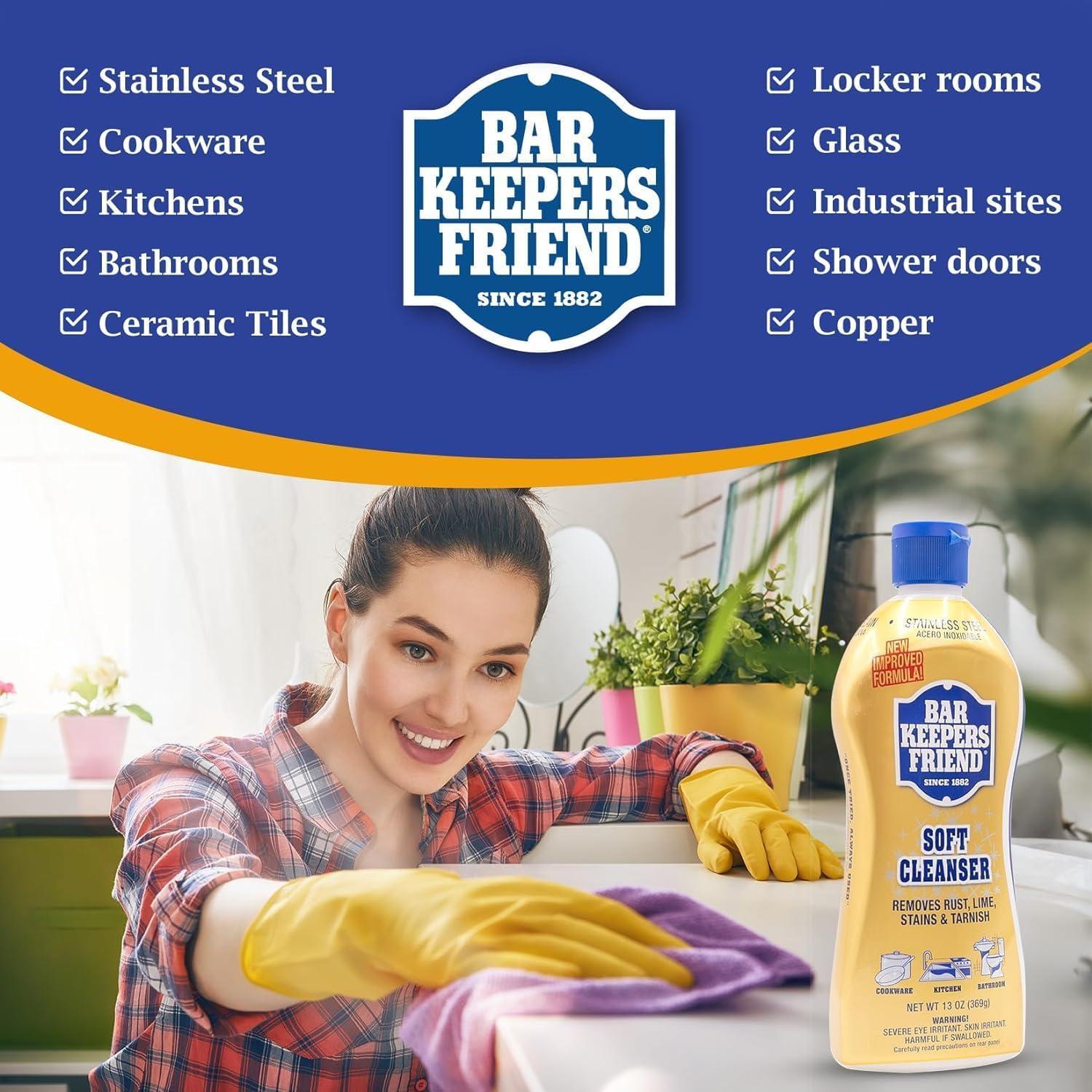 Limpiador Suave Bar Keepers Friend 769ml + 2 Toallas Microfibra