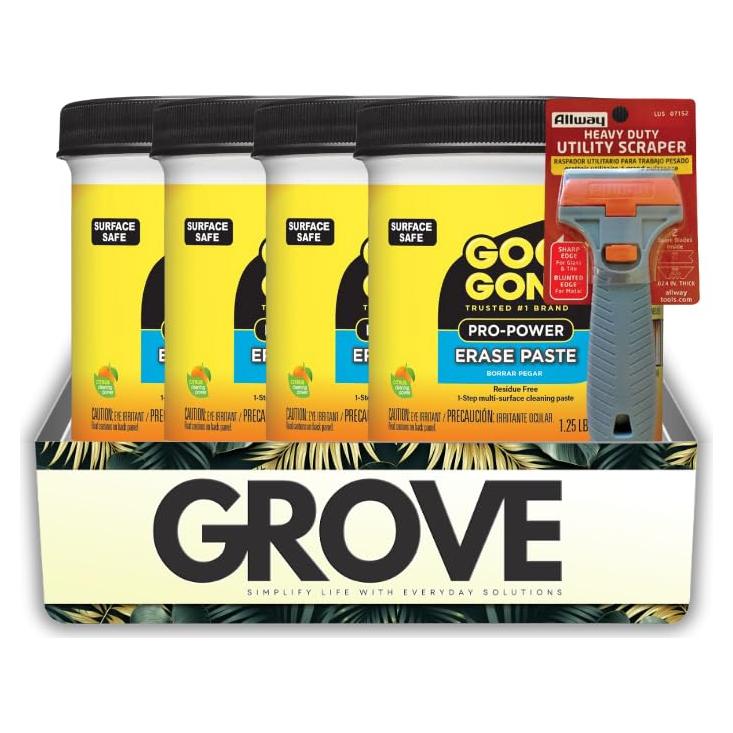 Set de 4 Goo Gone Pasta Removedor 20 oz + Raspador Utilitario