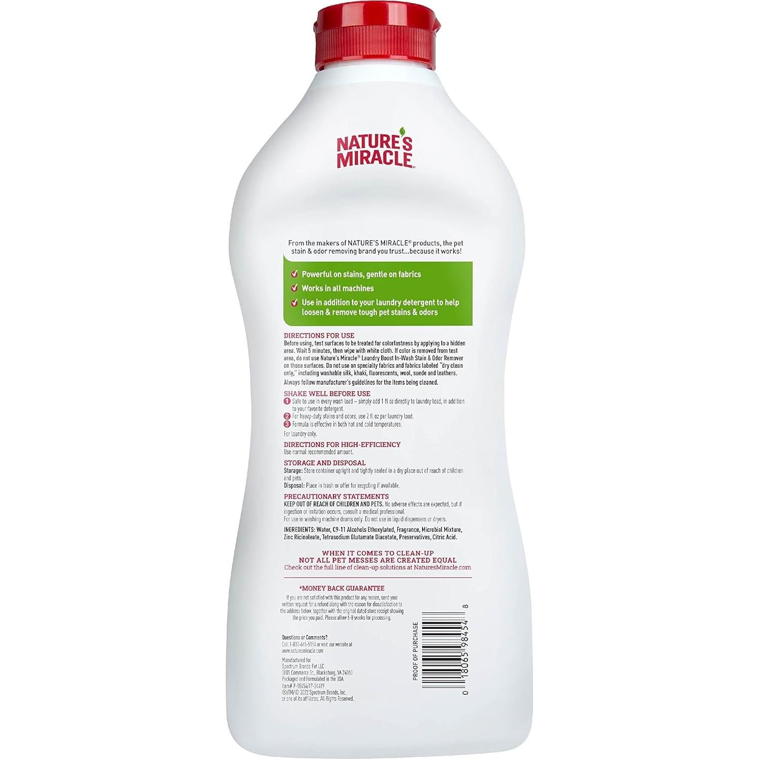 Aditivo para Lavado Nature's Miracle 0.91 kg - Remueve Manchas y Olores