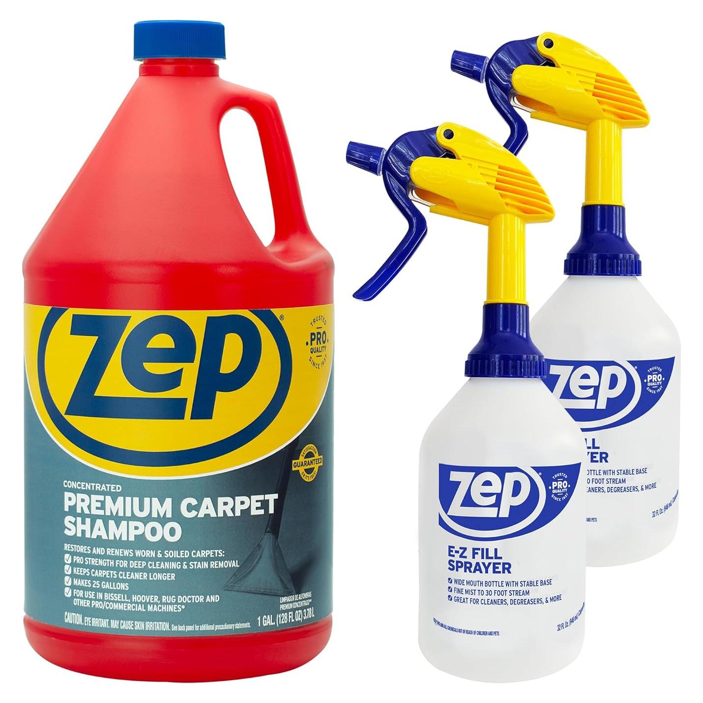 Champú Concentrado para Alfombras Zep - 2 Pulverizadores 1 Galón