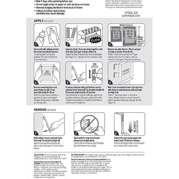 Tiras de Colgar Imágenes Command 34 Pares Grandes para Interiores