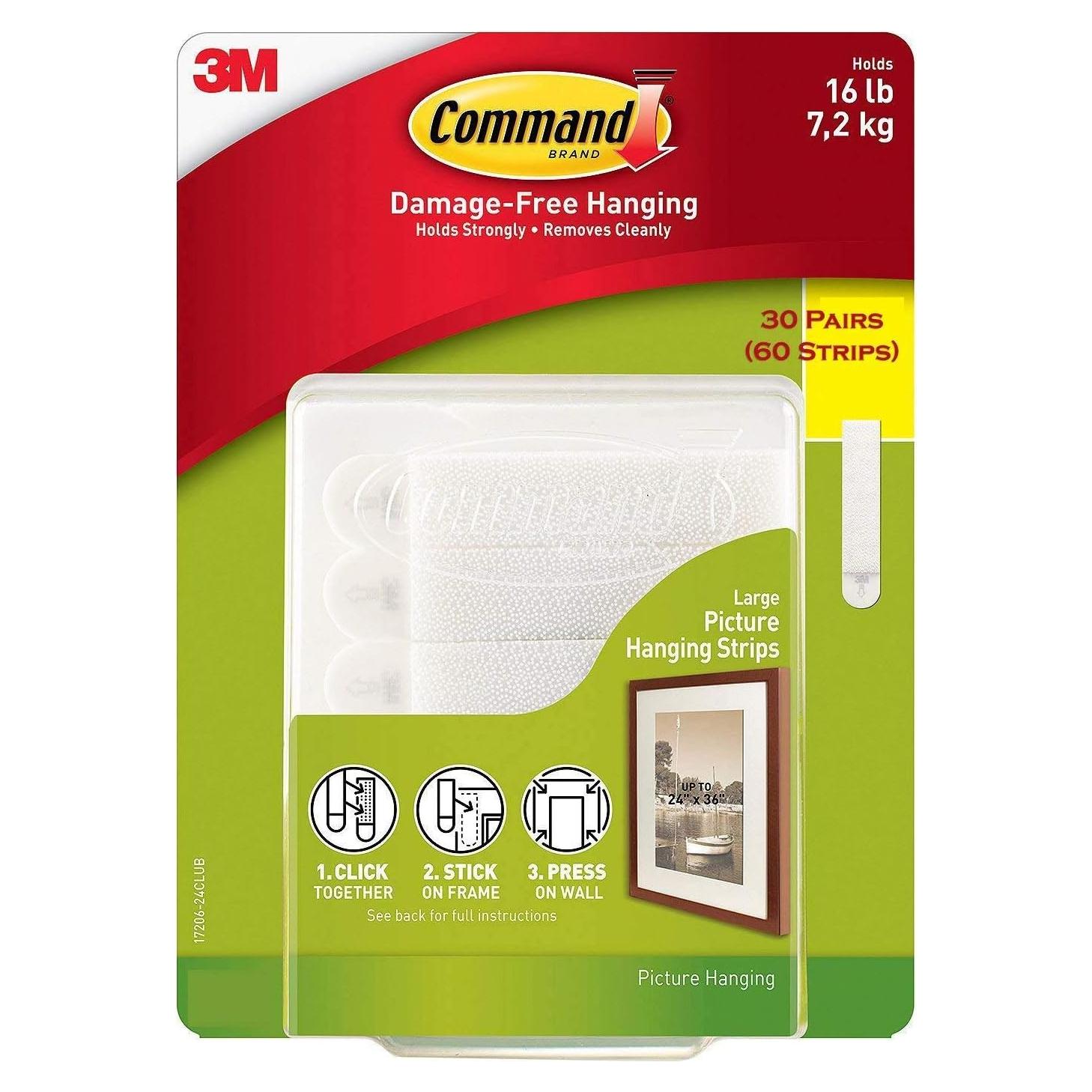 Tiras de Colgar Cuadros Command Grande 17206 - 30 Pares, 7.2 kg