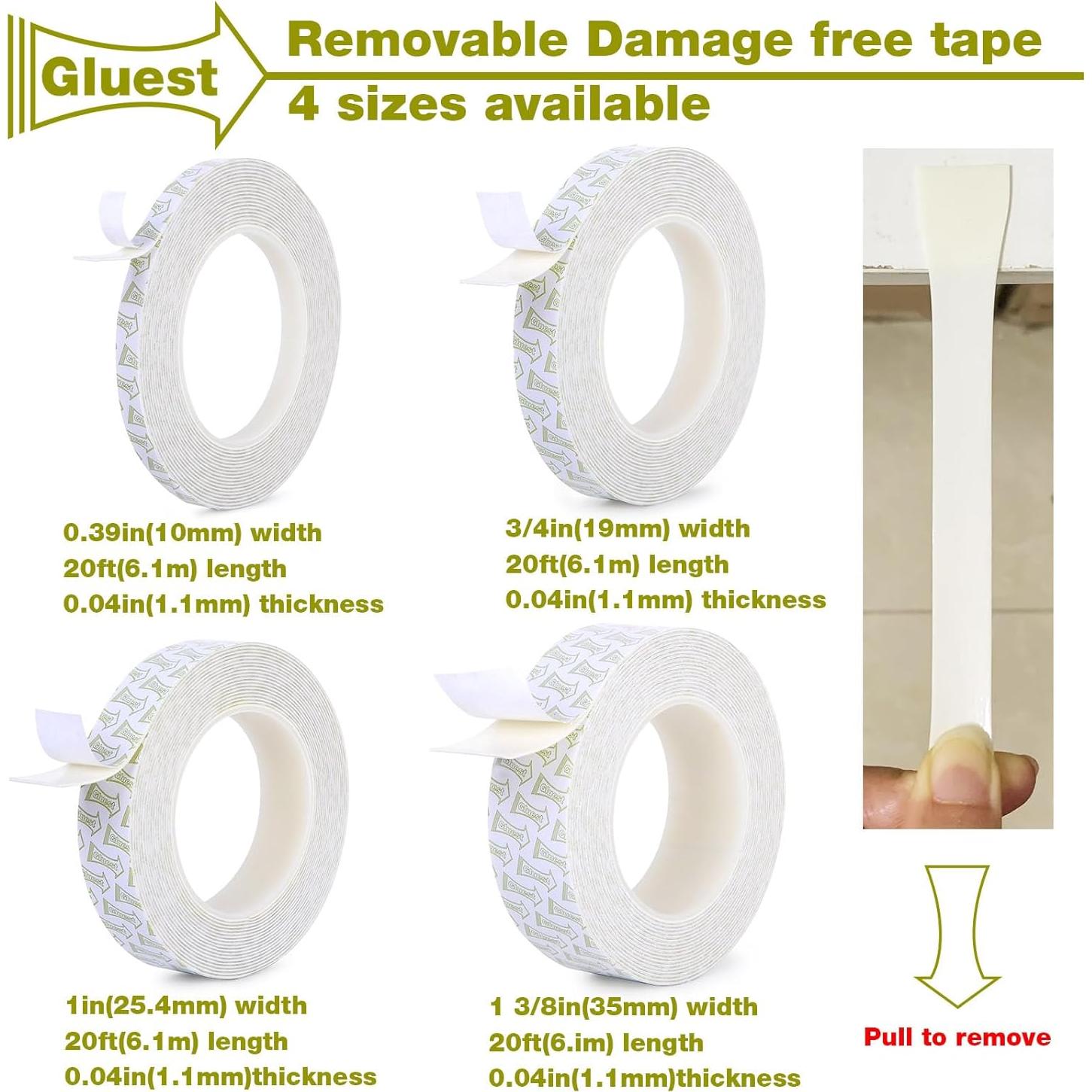 Cinta Doble Cara Removible Gluest 10mm x 6.1m Alta Resistencia