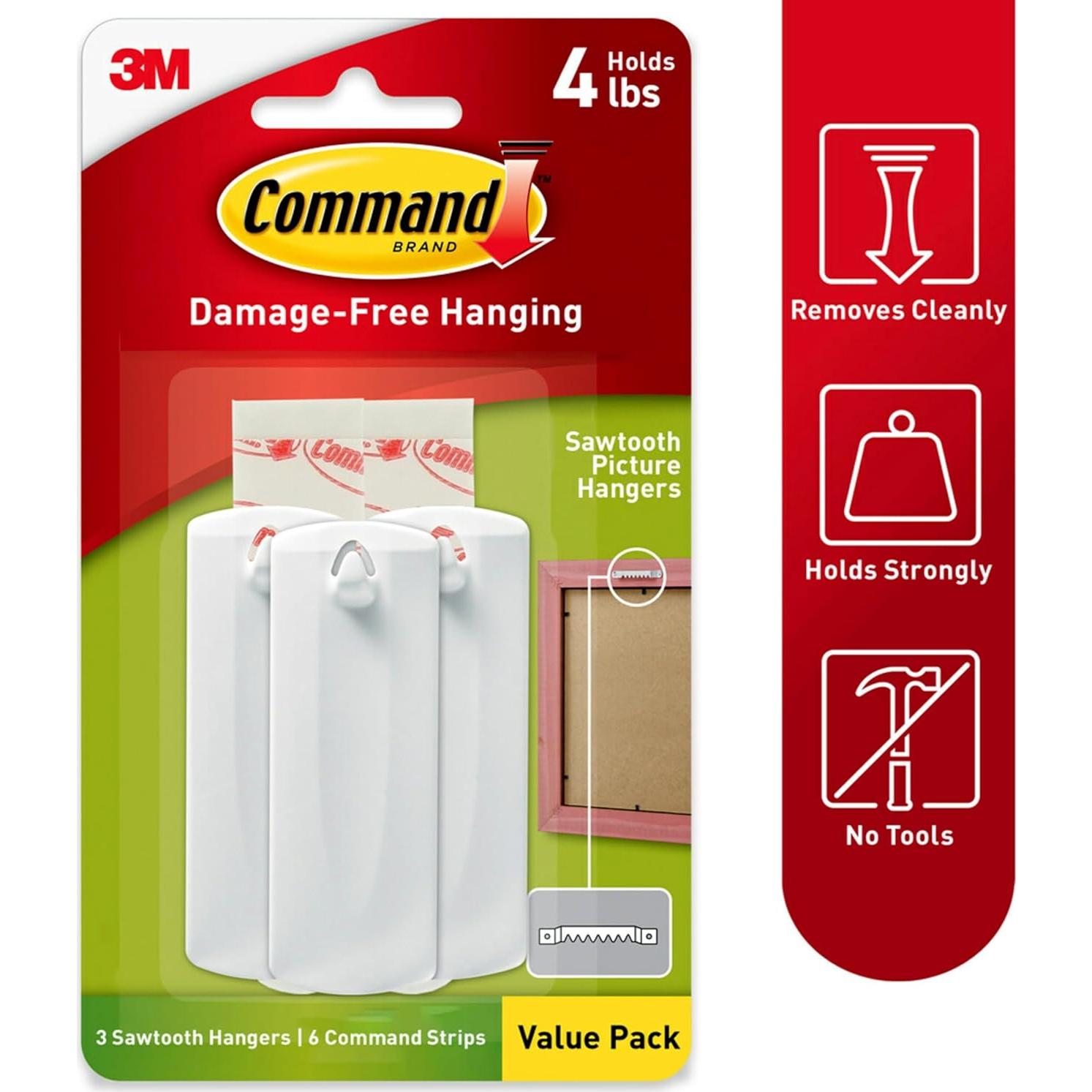 Ganchos adhesivos Command para cuadros, paquete de 3, 2.27 kg