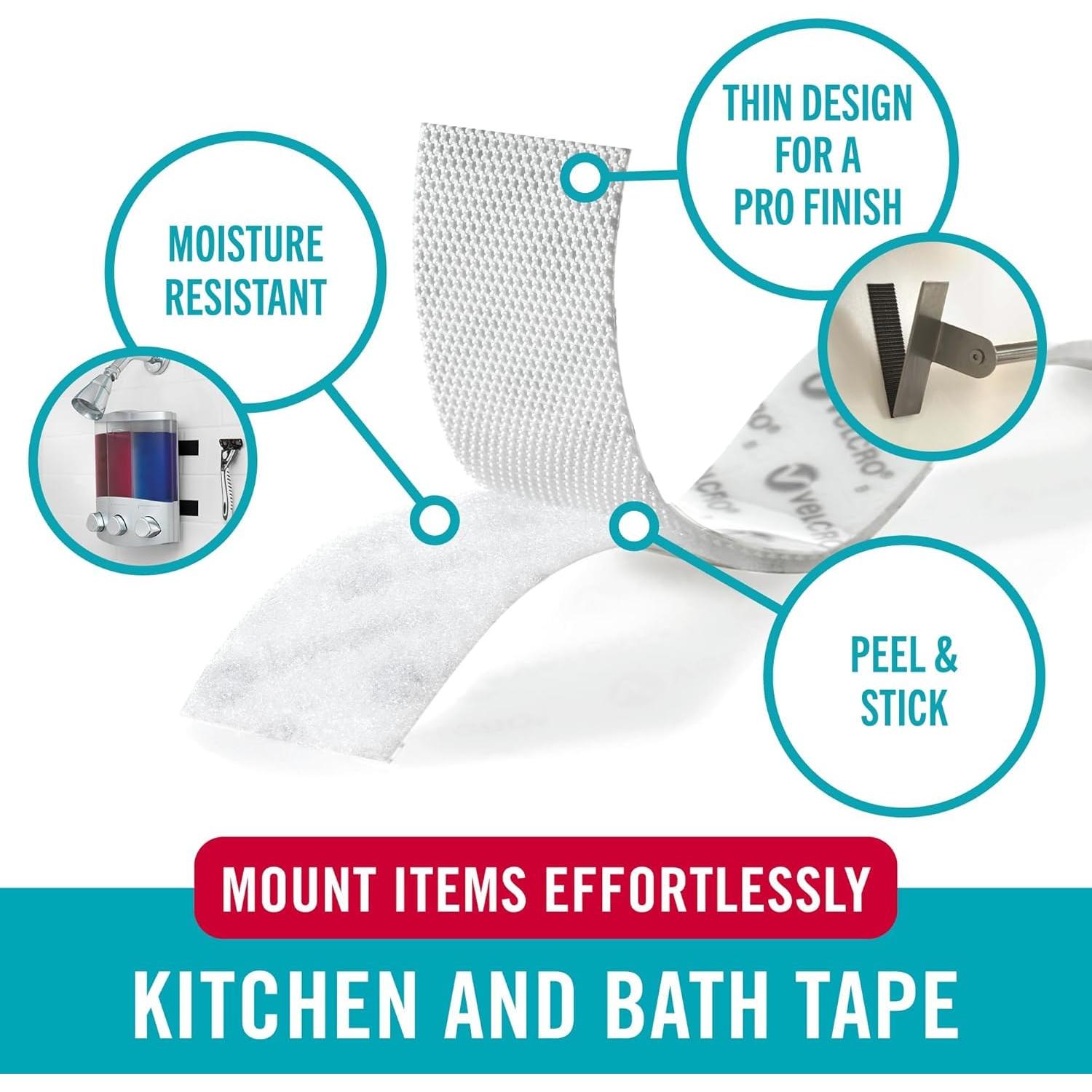 Tiras Adhesivas de Montaje VELCRO para Cocina y Baño 12 Pzas