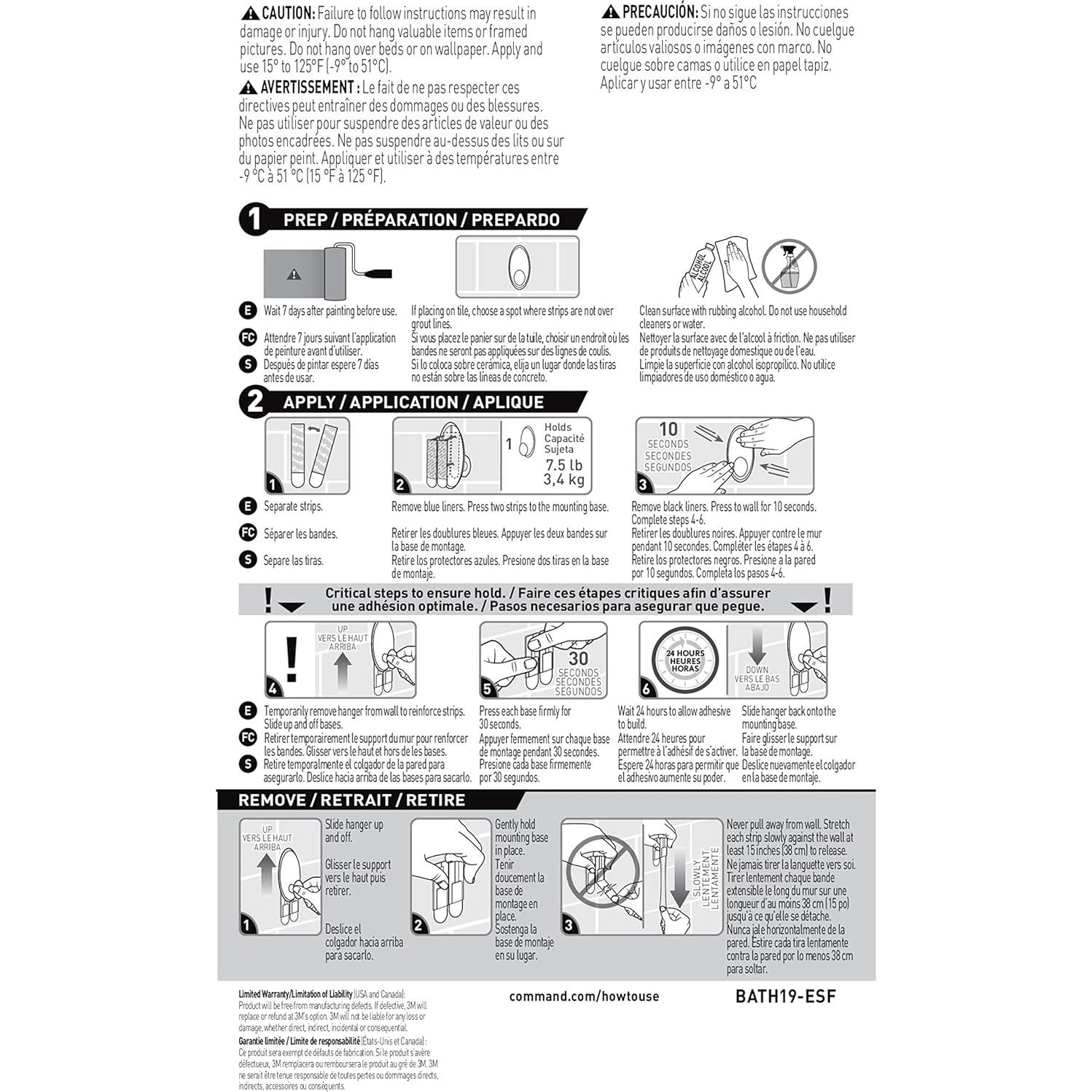 Soporte para Caddy Command 3M - Organizador de Baño Resistente