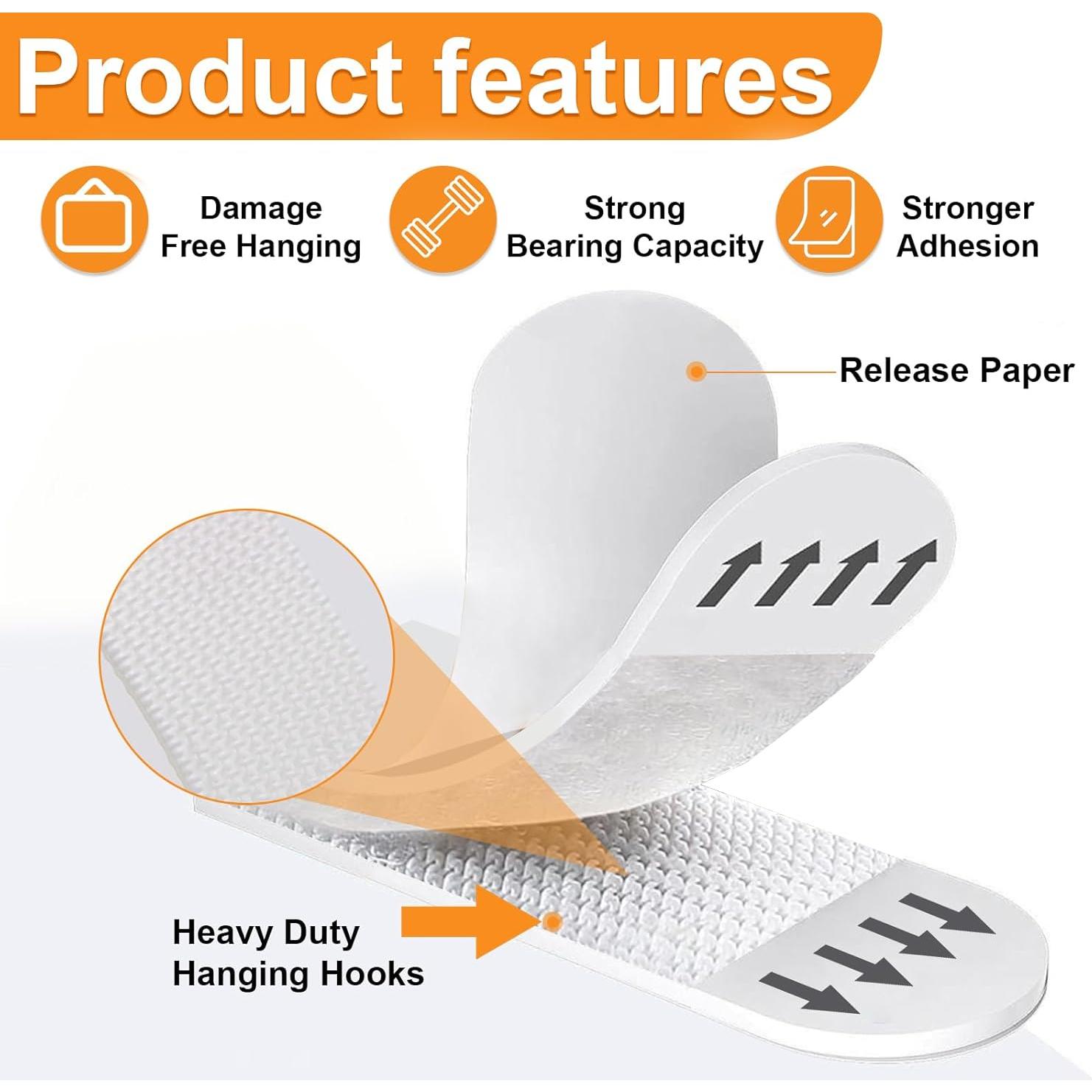 Tiras Adhesivas para Colgar Cuadros Qoqooice 24 Pares 4.54 kg