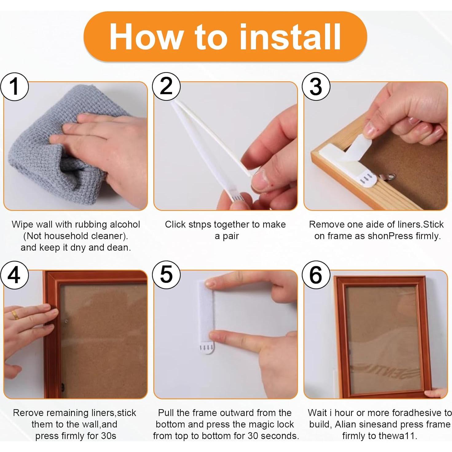 Tiras Adhesivas para Colgar Cuadros Qoqooice 24 Pares 4.54 kg