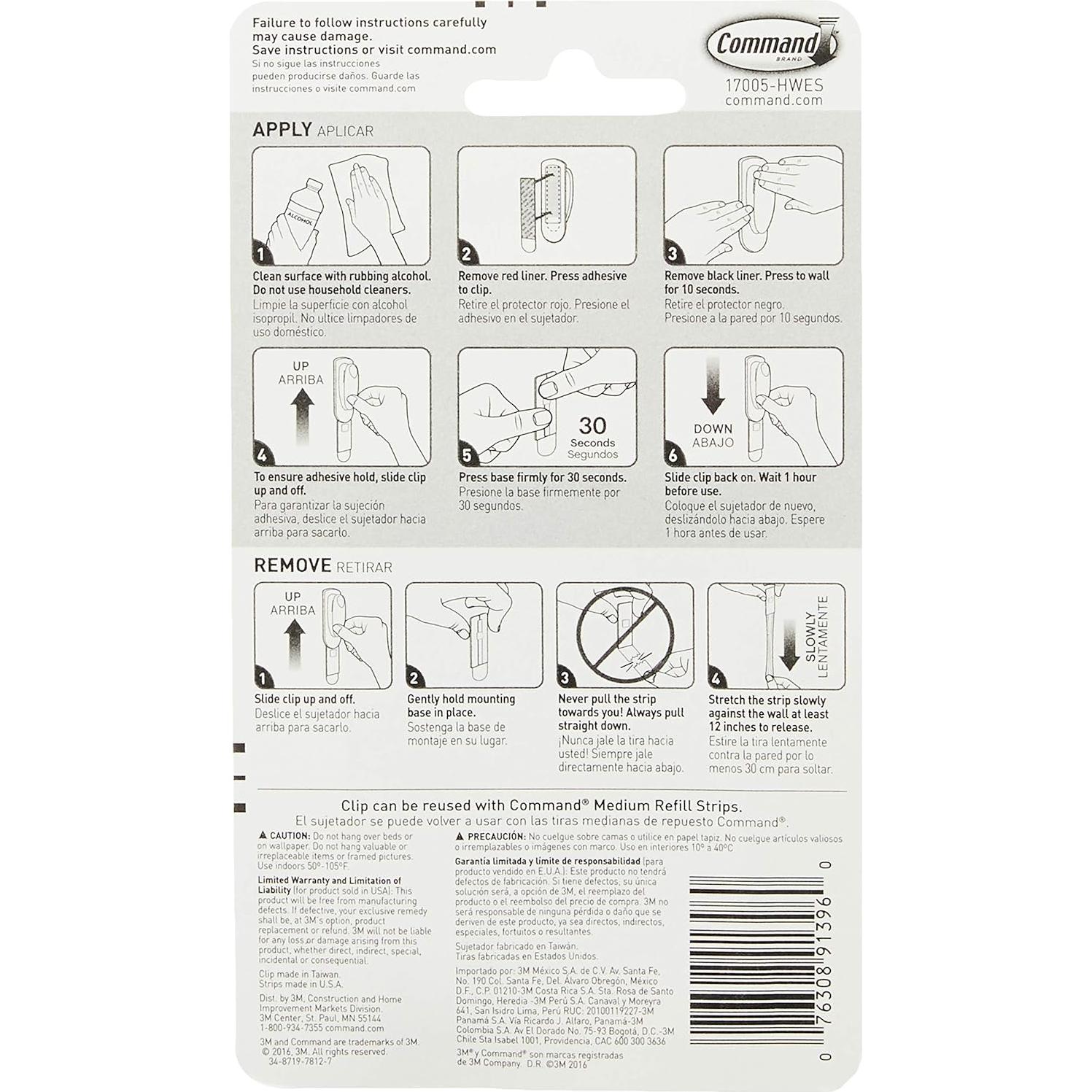 Clip de Primavera Command Mediano 4-Pack 18.75g Soporte Cocina