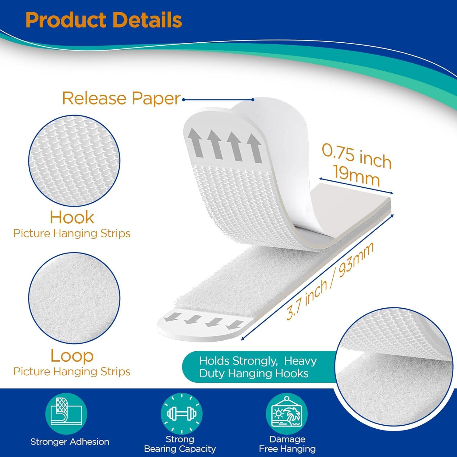 Tiras Adhesivas para Colgar Imágenes Pesadas HASAAO 40 Pcs