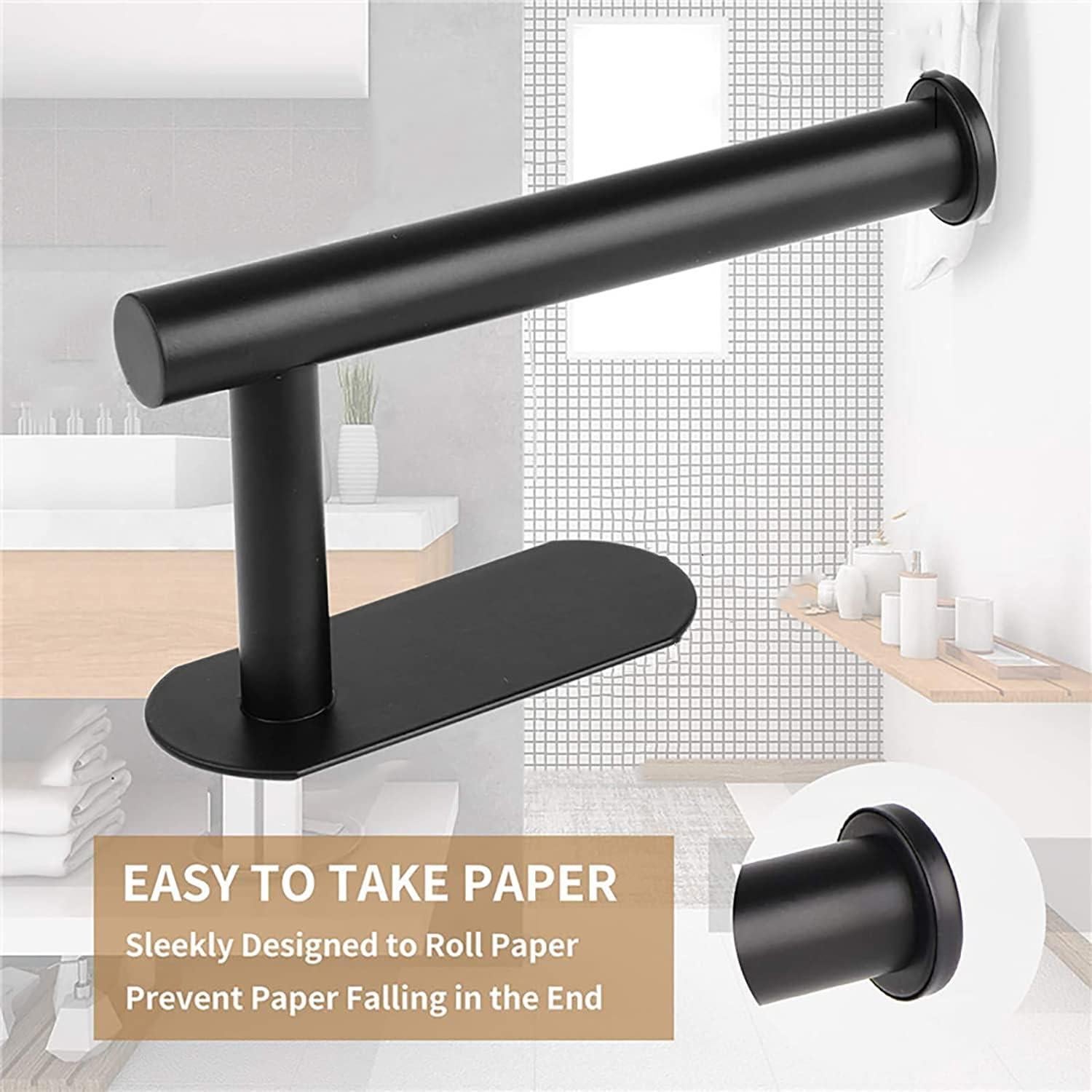 Soporte de Papel Higiénico Autoadhesivo JOPOFI Negro Mate 2 Pcs