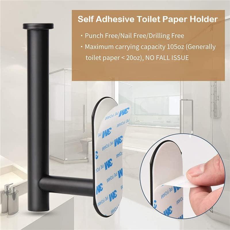 Soporte de Papel Higiénico Autoadhesivo JOPOFI Negro Mate 2 Pcs
