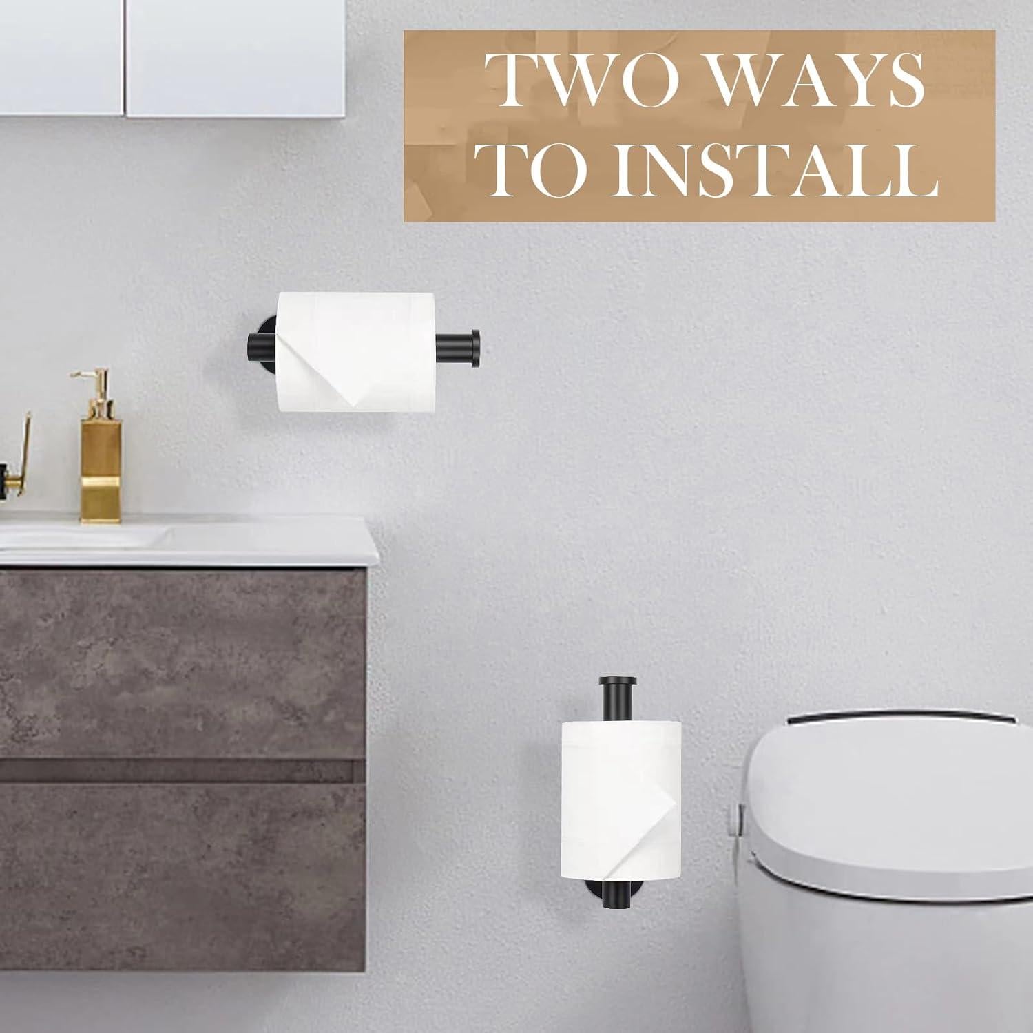 Soporte de Papel Higiénico Autoadhesivo JOPOFI Negro Mate 2 Pcs