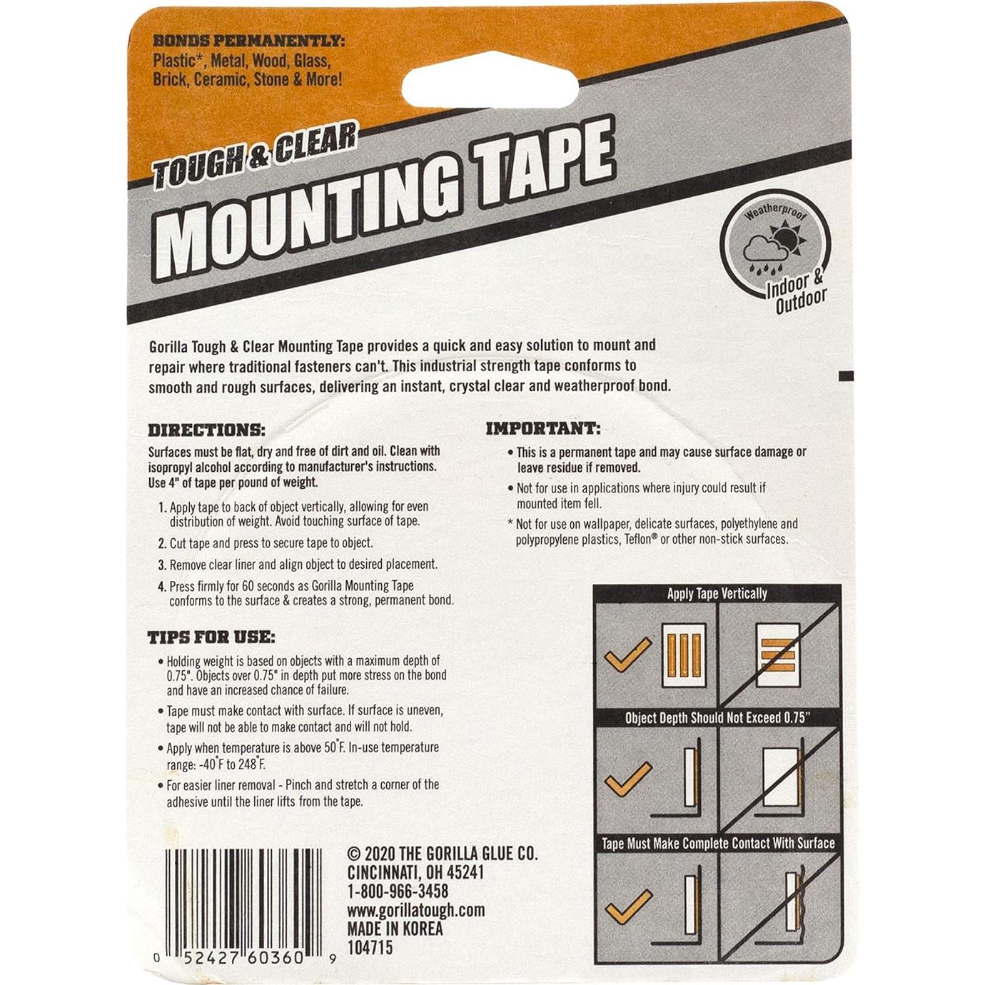 Cinta de Montaje Doble Cara Gorilla 1" x 3.81m Resistente