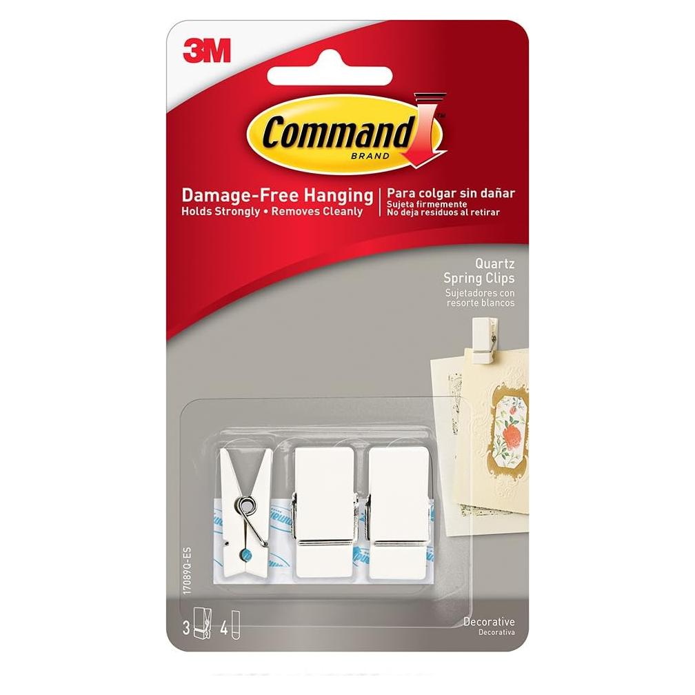 Clip de Resorte Command Strips 3 Clips 4 Tiras Transparente