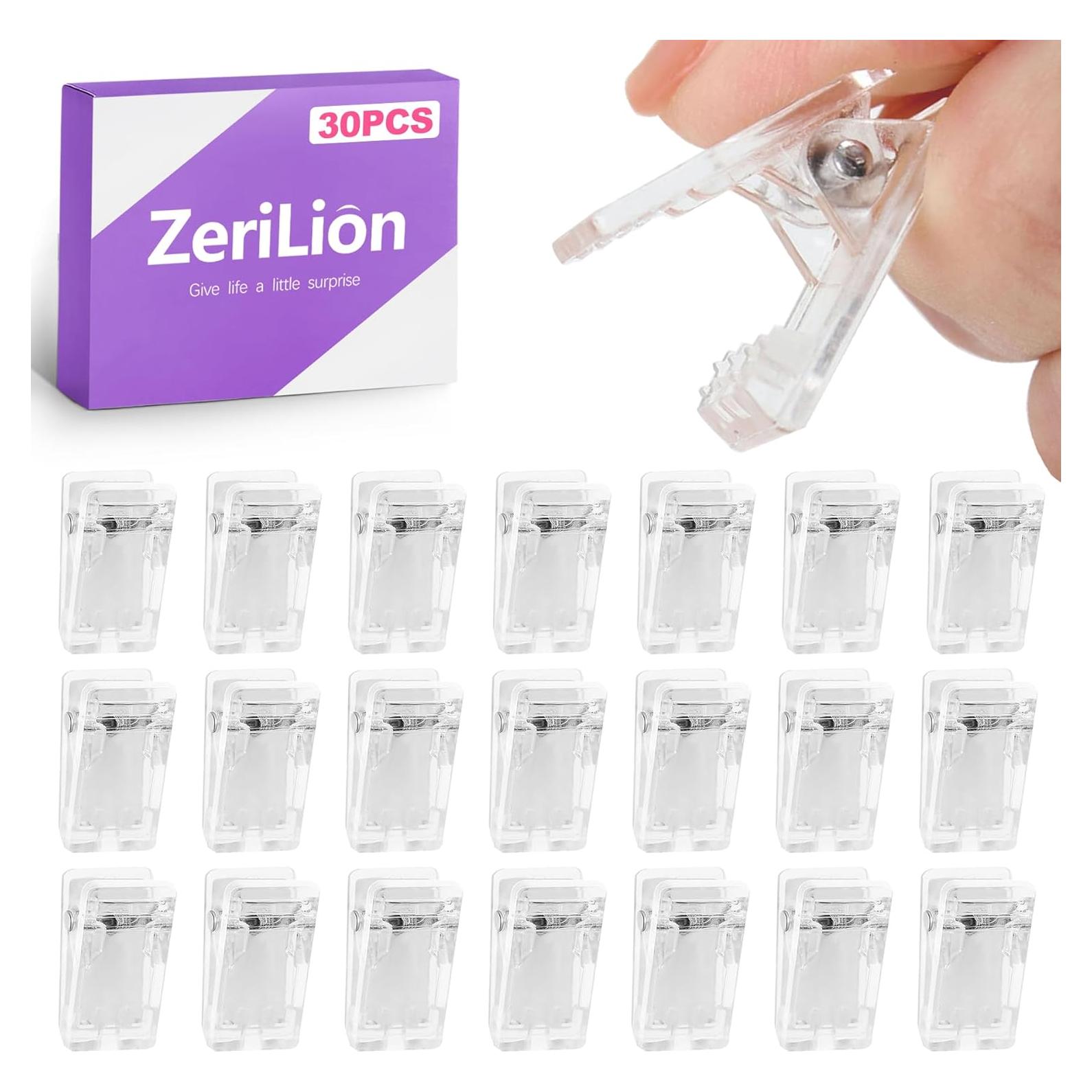 30 Clips Adhesivos Transparentes ZeriLion para Pared - Ganchos Multi-Superficie