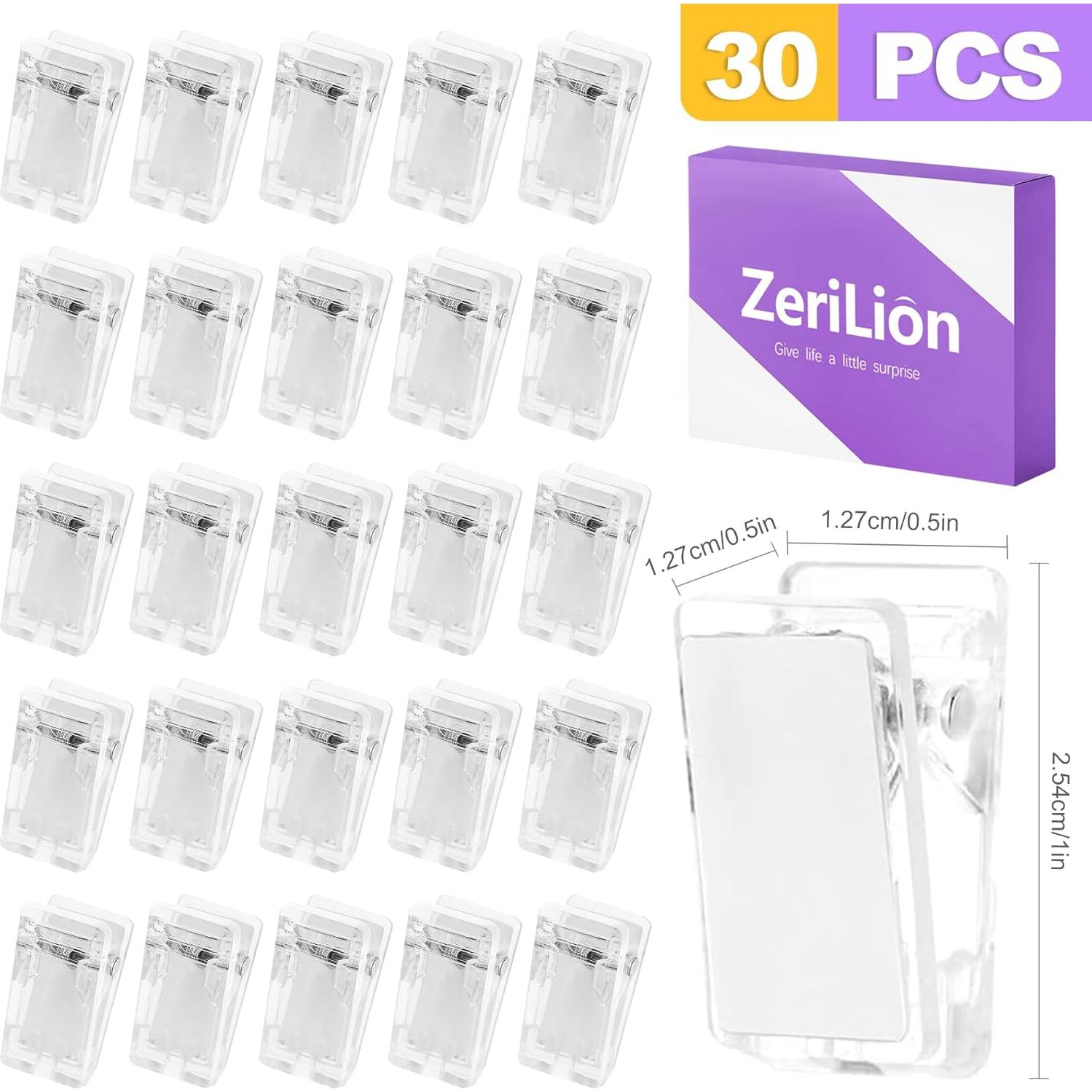 30 Clips Adhesivos Transparentes ZeriLion para Pared - Ganchos Multi-Superficie