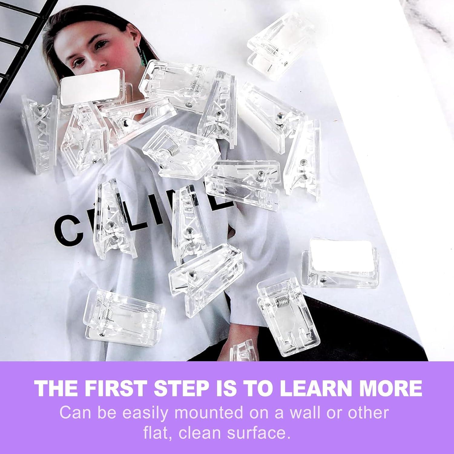 30 Clips Adhesivos Transparentes ZeriLion para Pared - Ganchos Multi-Superficie