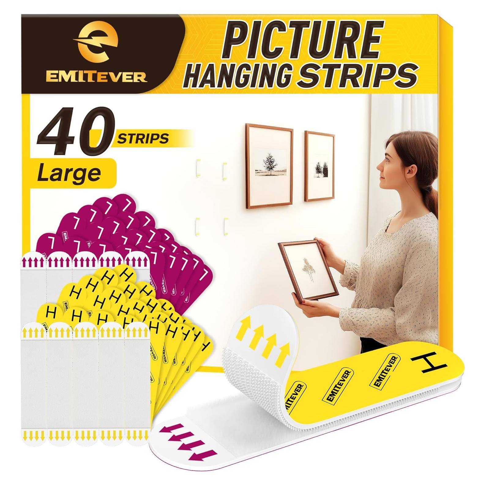 Tiras Adhesivas de Colgar Imágenes EMITEVER 20 Pares 11.4x2cm