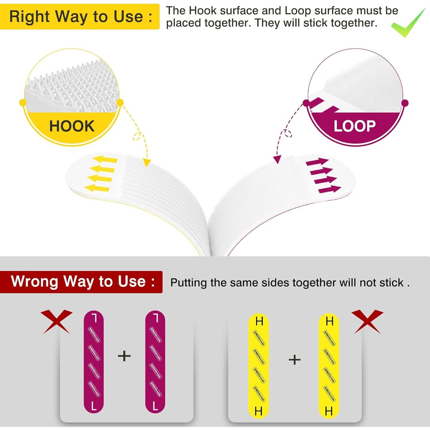 Tiras Adhesivas de Colgar Imágenes EMITEVER 20 Pares 11.4x2cm