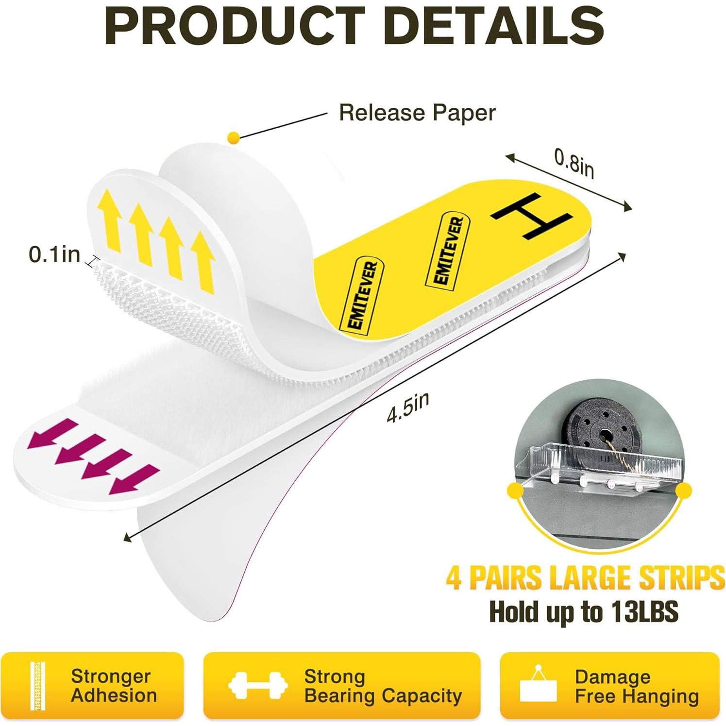 Tiras Adhesivas de Colgar Imágenes EMITEVER 20 Pares 11.4x2cm