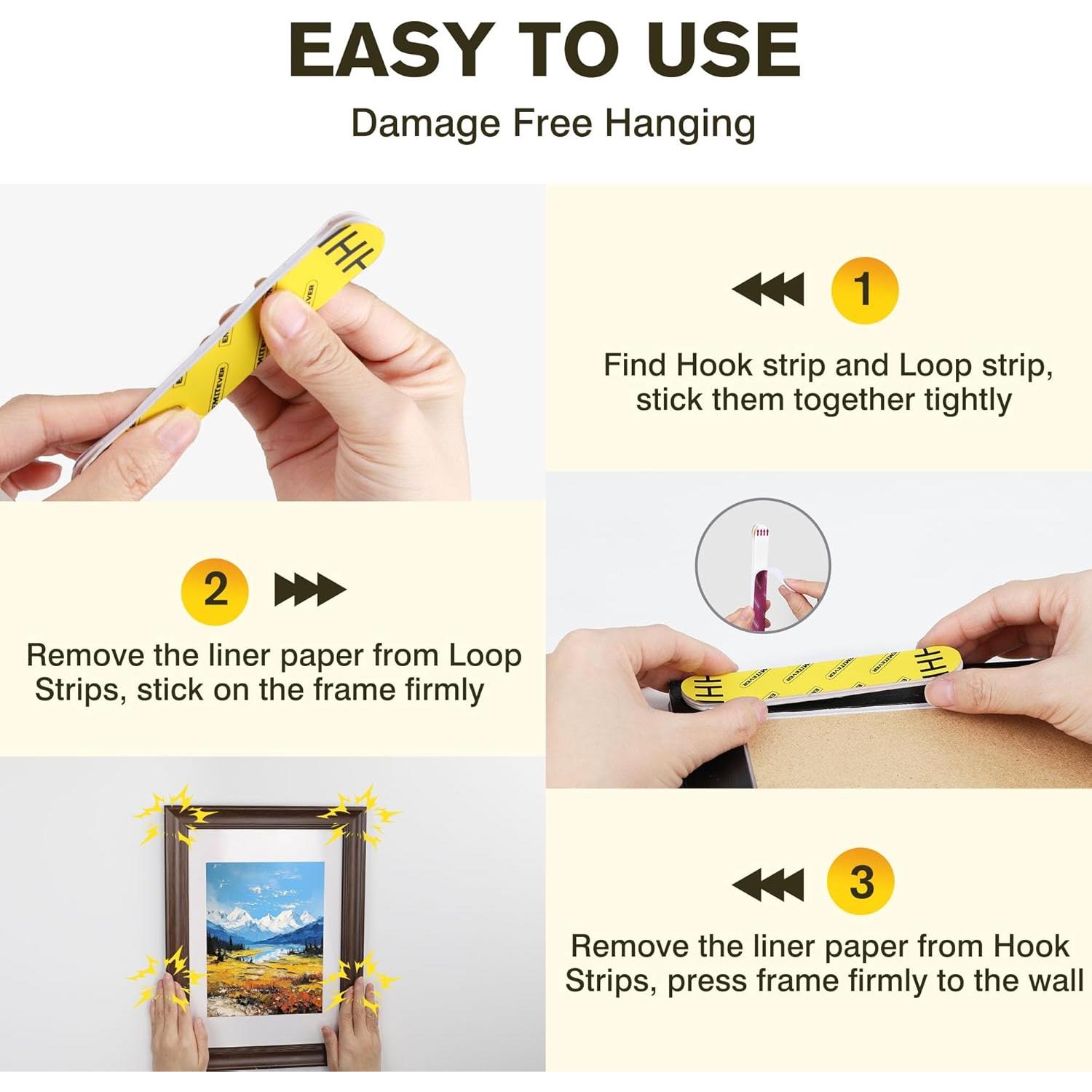 Tiras Adhesivas de Colgar Imágenes EMITEVER 20 Pares 11.4x2cm