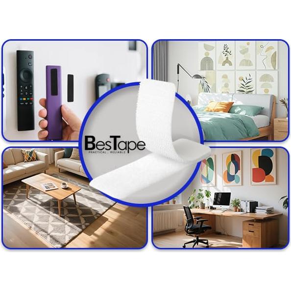 16 Juegos Tiras Adhesivas Gancho y Bucle BESTAPE 7.5x2.5cm