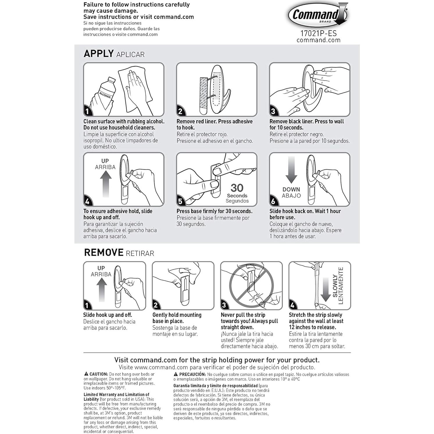 Tiras de recarga medianas Command, 36 tiras, paquete de 4
