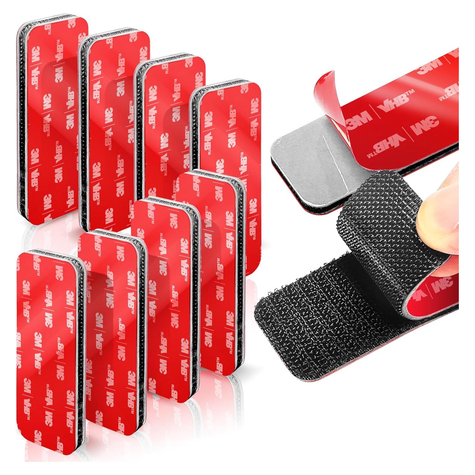 8 Tiras Adhesivas de Gancho y Bucle Tapsi 8x3 cm Resistencia Alta