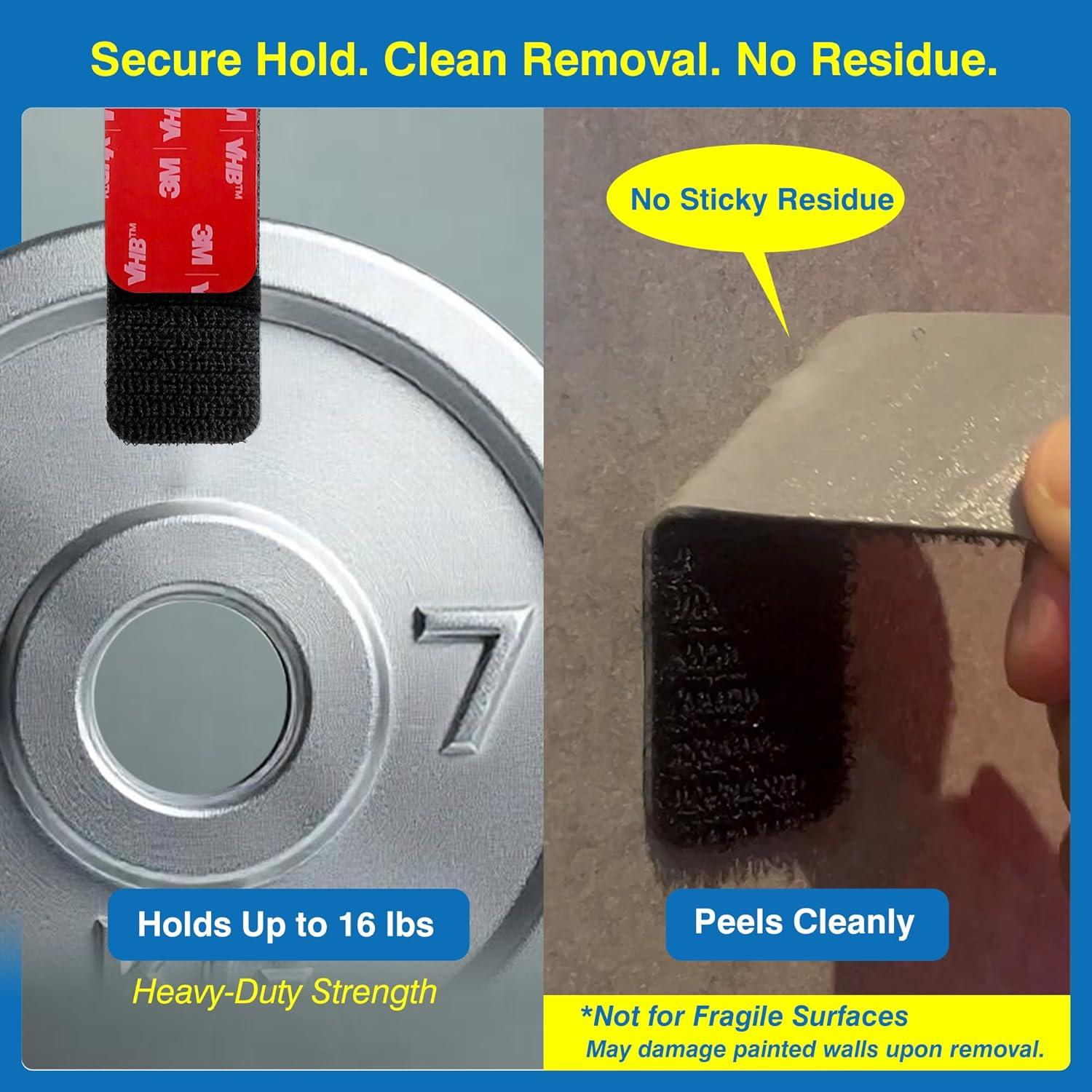 8 Tiras Adhesivas de Gancho y Bucle Tapsi 8x3 cm Resistencia Alta