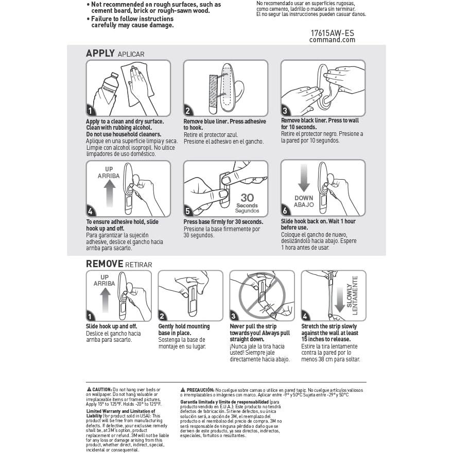 Tiras de Repuesto Adhesivas Command para Baño - 2 Medianas y 4 Grandes