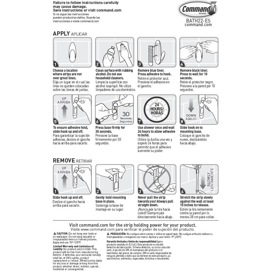 Tiras de Repuesto Adhesivas Command para Baño - 2 Medianas y 4 Grandes