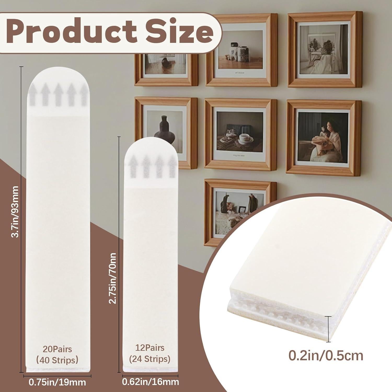 64 Tiras Adhesivas para Colgar Imágenes RAINFLOW - Carga Pesada