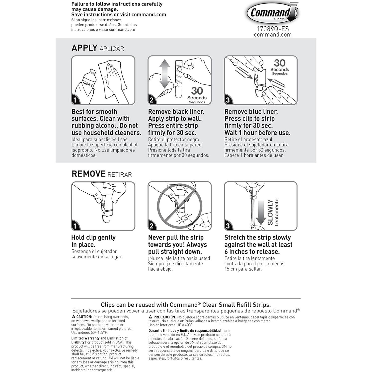 Ganchos de Primavera Command Cuarzo 8 Unidades Sin Daños