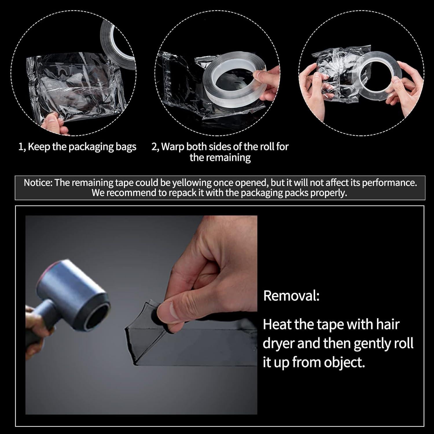 Cinta Adhesiva Doble Cara Art3d 1.3cm x 3m Transparente