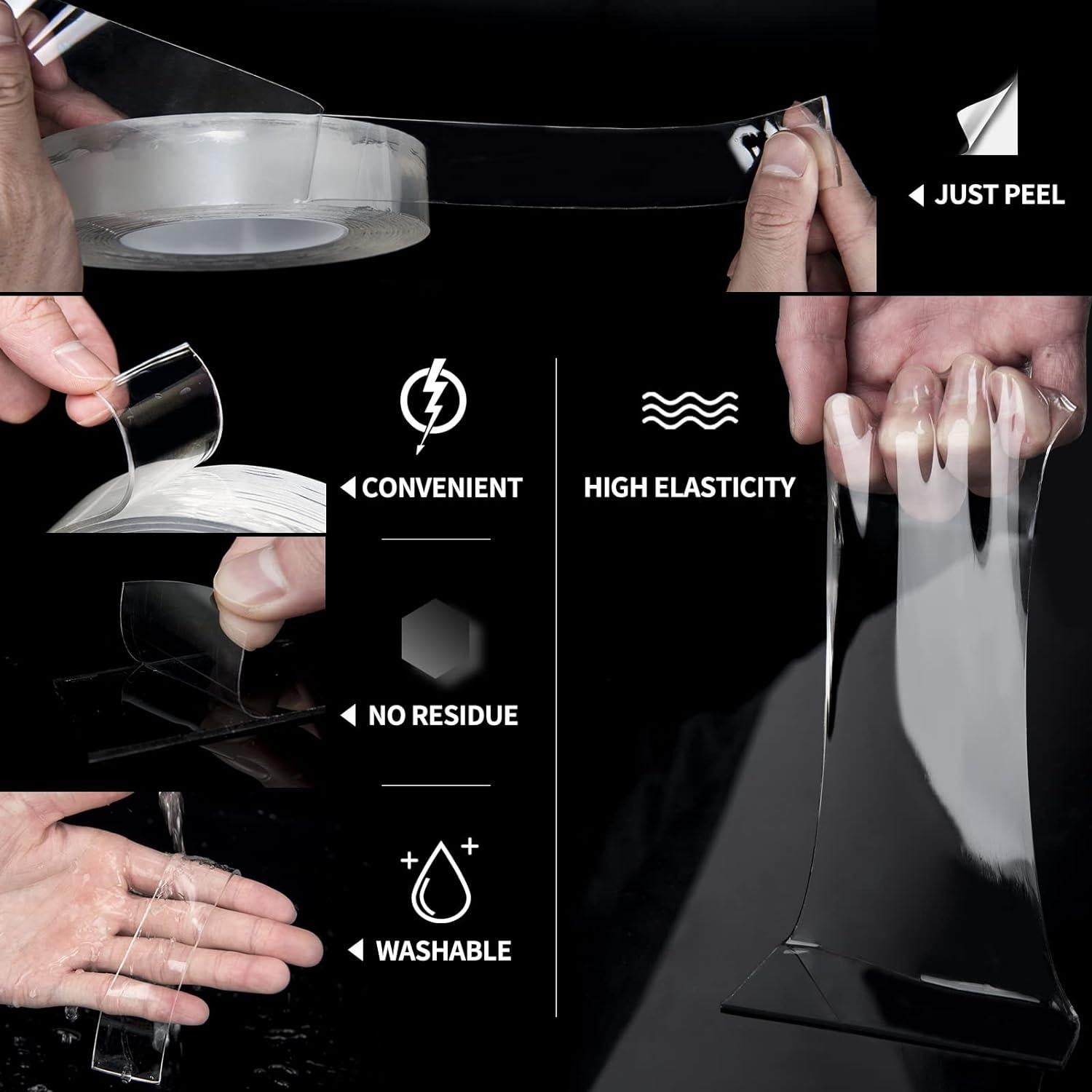 Cinta Adhesiva Doble Cara Art3d 1.3cm x 3m Transparente