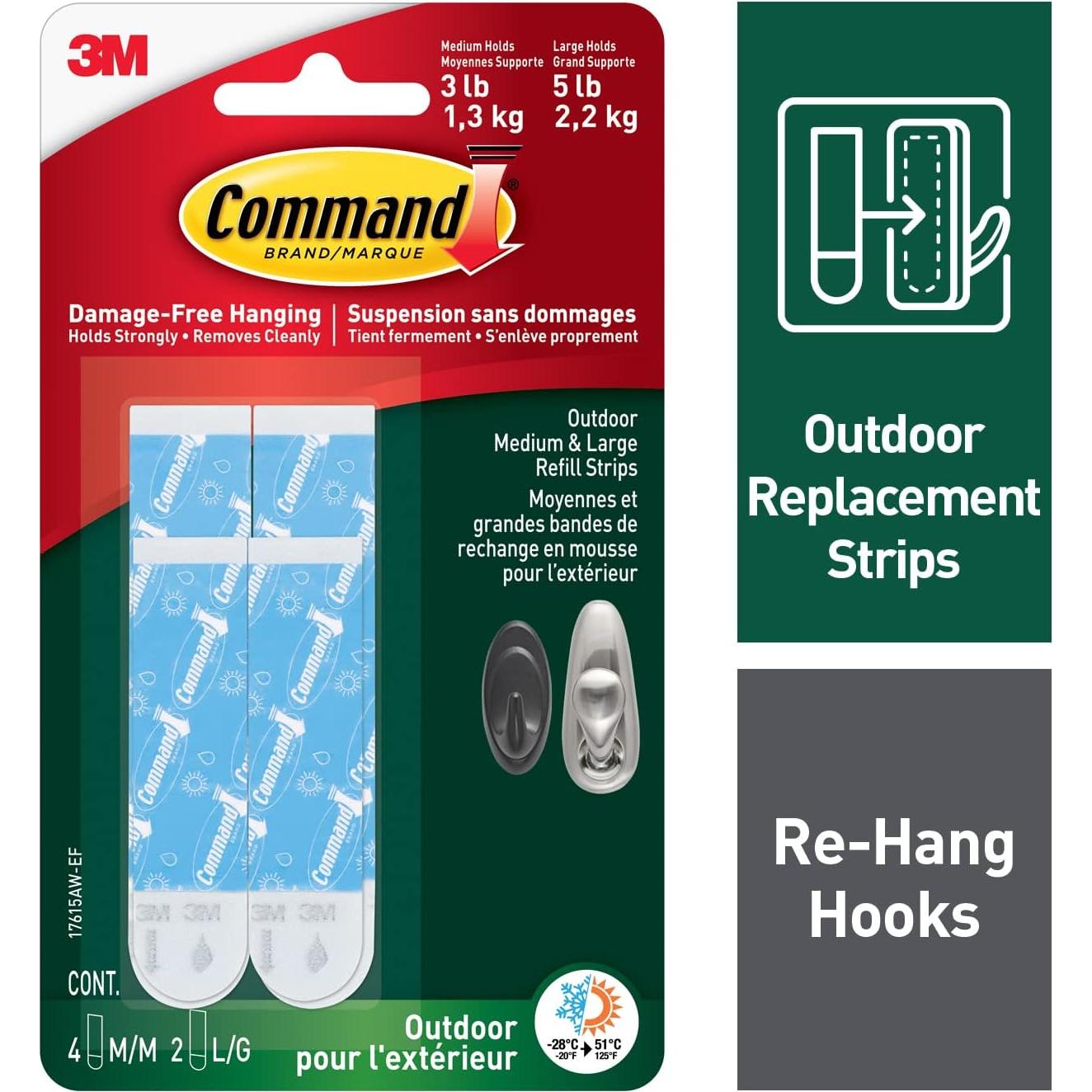 Tiras de Recarga para Exterior Command 17615AW, 4 Piezas, Blanco