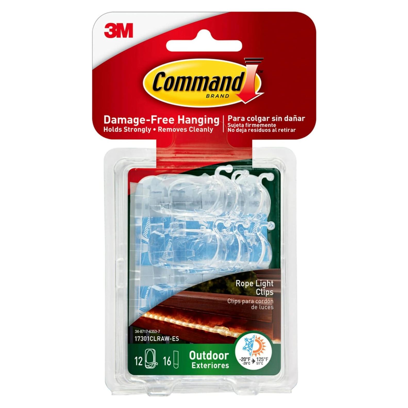 Ganchos de Luz al Aire Libre Command - 12 Ganchos Transparentes