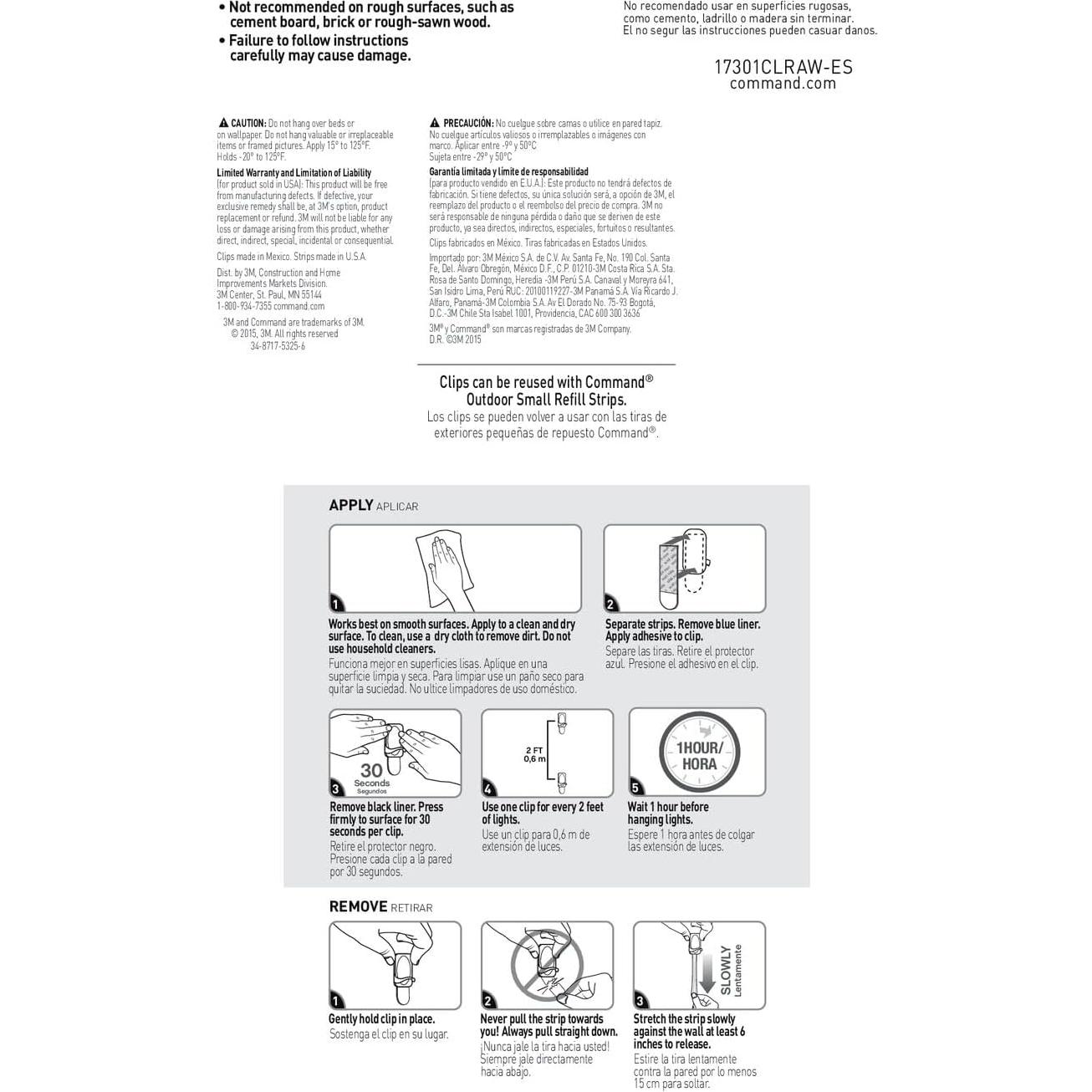 Ganchos de Luz al Aire Libre Command - 12 Ganchos Transparentes