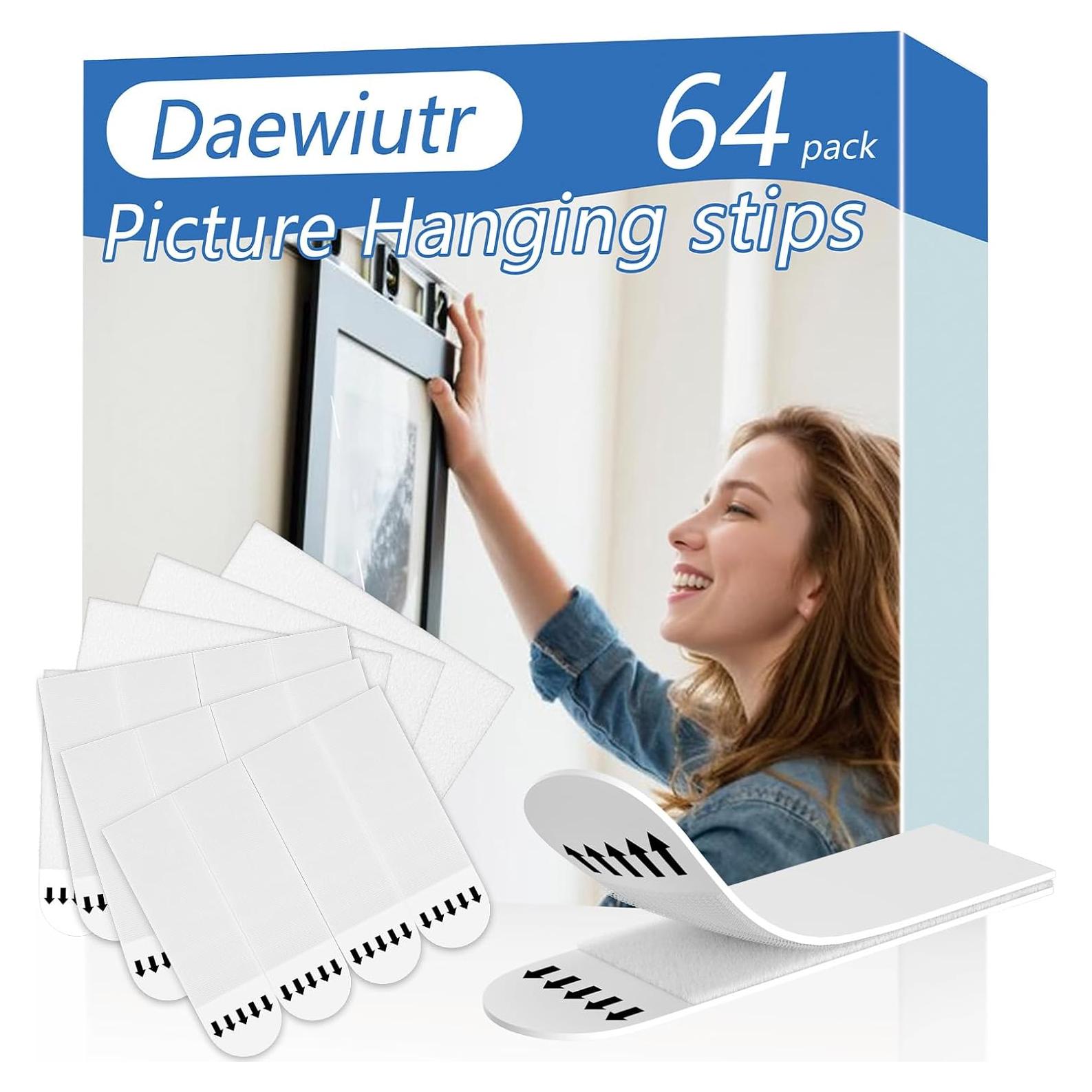 Tiras Adhesivas para Colgar Imágenes Daewiutr 32 Pares 6.5x1.9cm