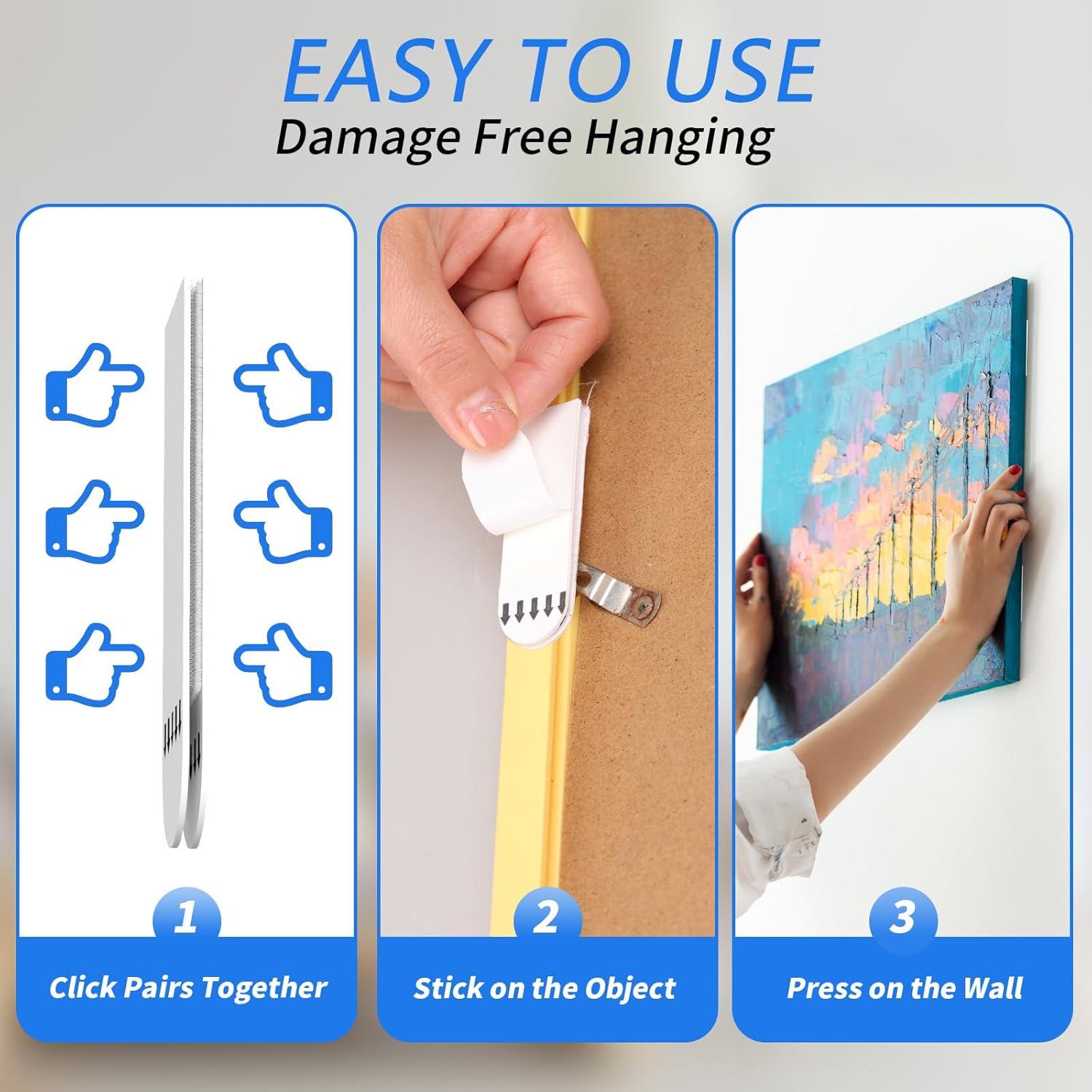 Tiras Adhesivas para Colgar Imágenes Daewiutr 32 Pares 6.5x1.9cm