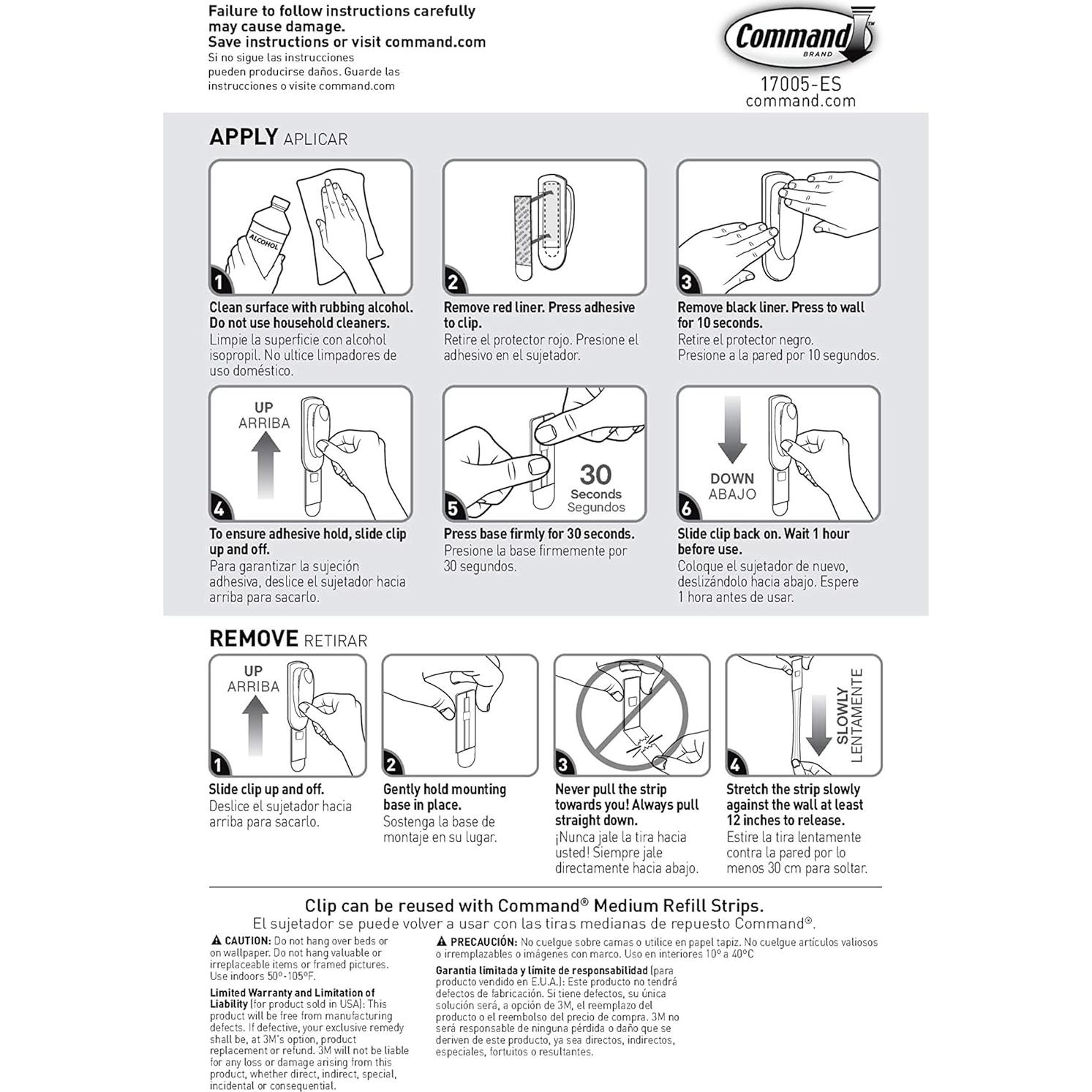 Clip de Primavera Command GE Lighting - 1 Clip y 2 Tiras Medianas