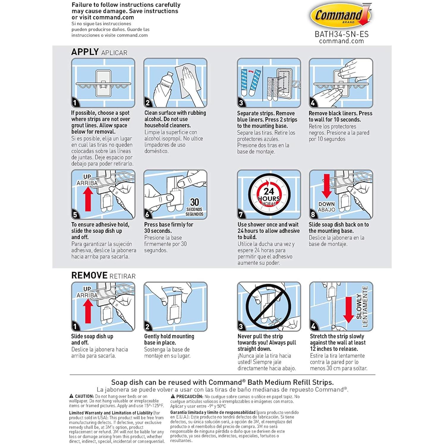 Soporte de Jabón Command Niquel Satinado para Ducha 0.91 kg