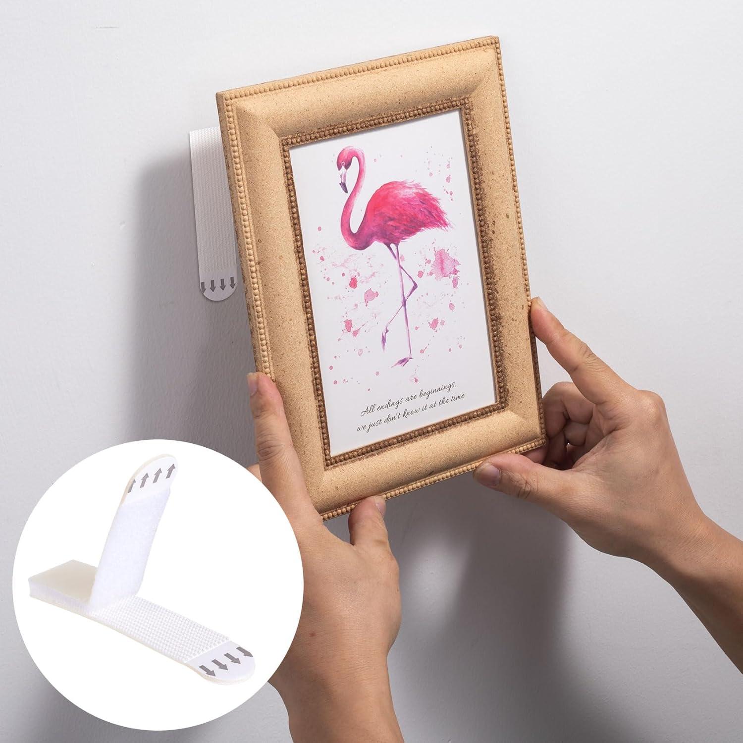 12Pairs/24 Strips Picture Hanging Strips Heavy Duty, Adhesive Large Sticky Picture Hangers No Damage Without Nails for Home Office Dorm Wall Picture Frame Decoration