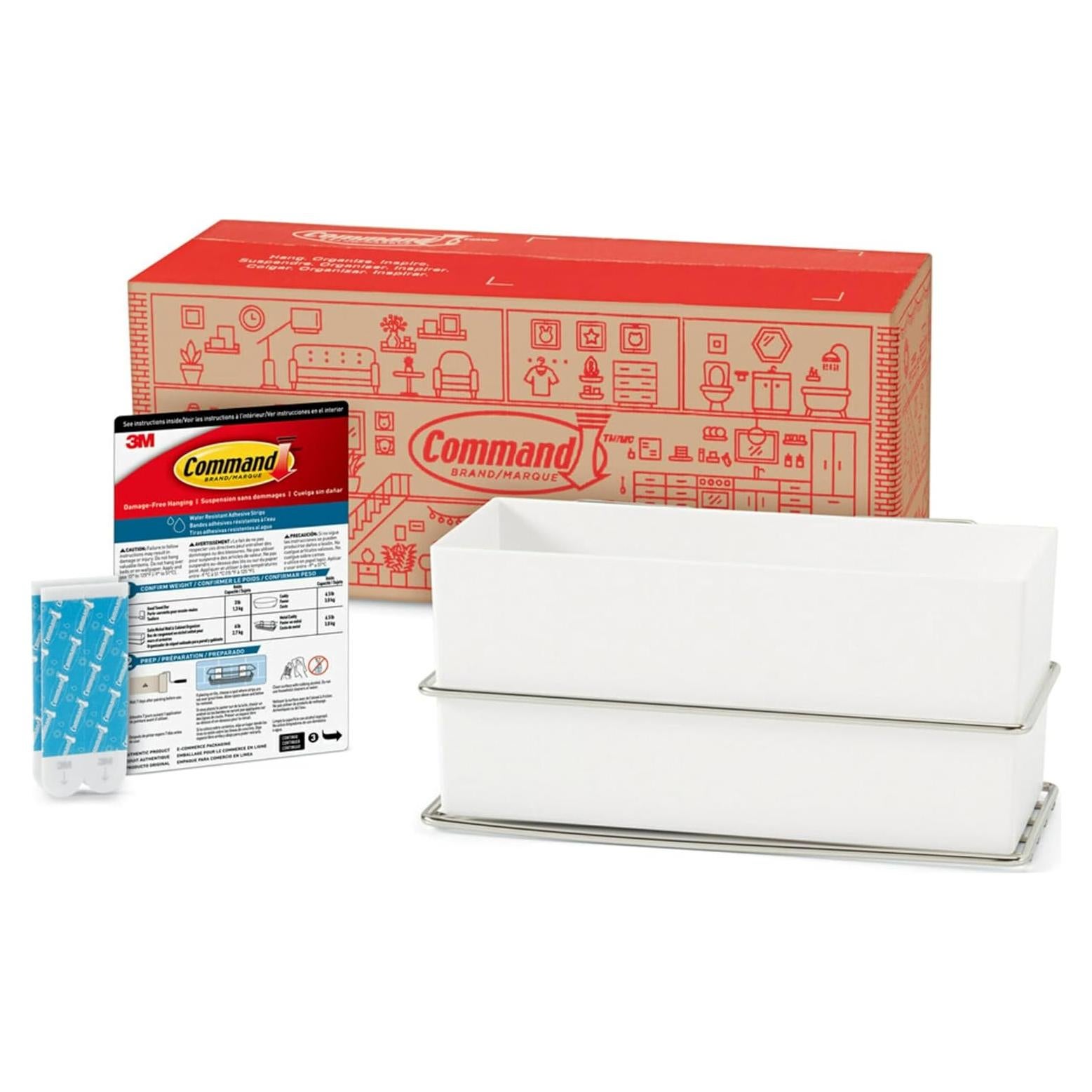 Organizador de Pared Command para Baño con Tiras Resistentes al Agua