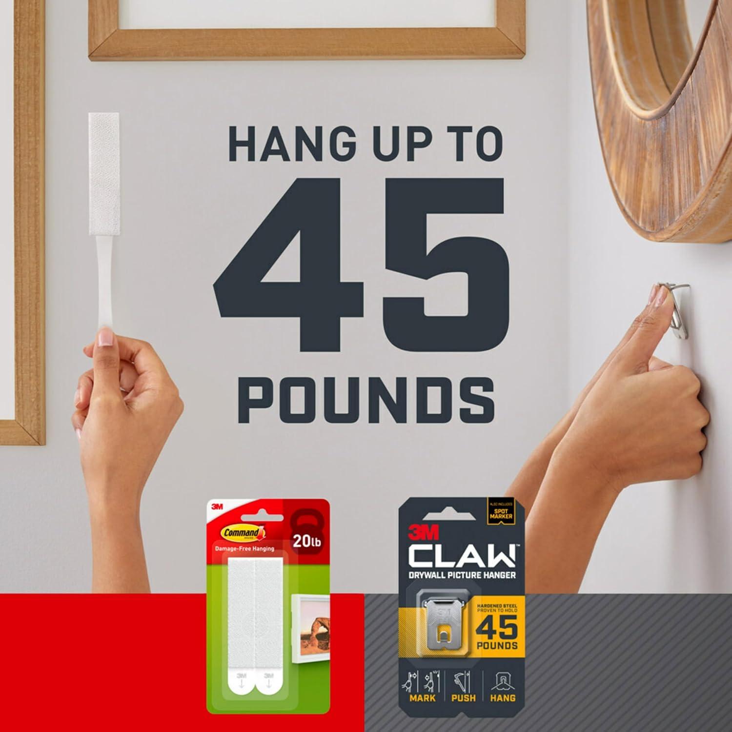 Kit Colgadores Imágenes 3M CLAW y Tiras Command, 20.4 kg