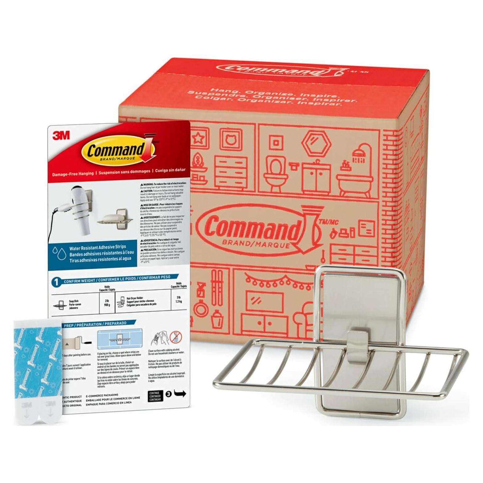 Plato de Jabón Command Niquel Satinado para Ducha - 1 Soporte