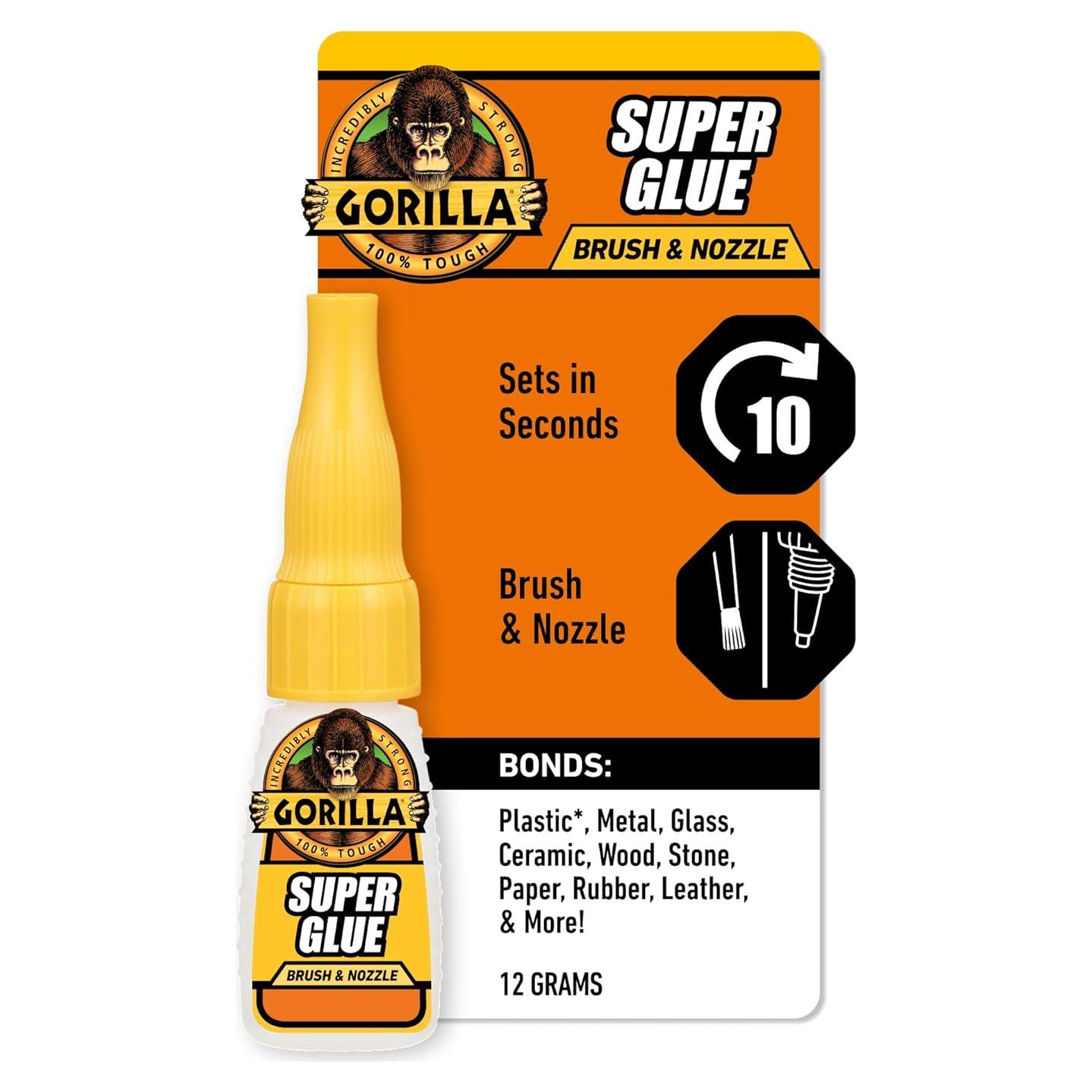 Gorilla Super Glue 12g con aplicador cepillo y boquilla
